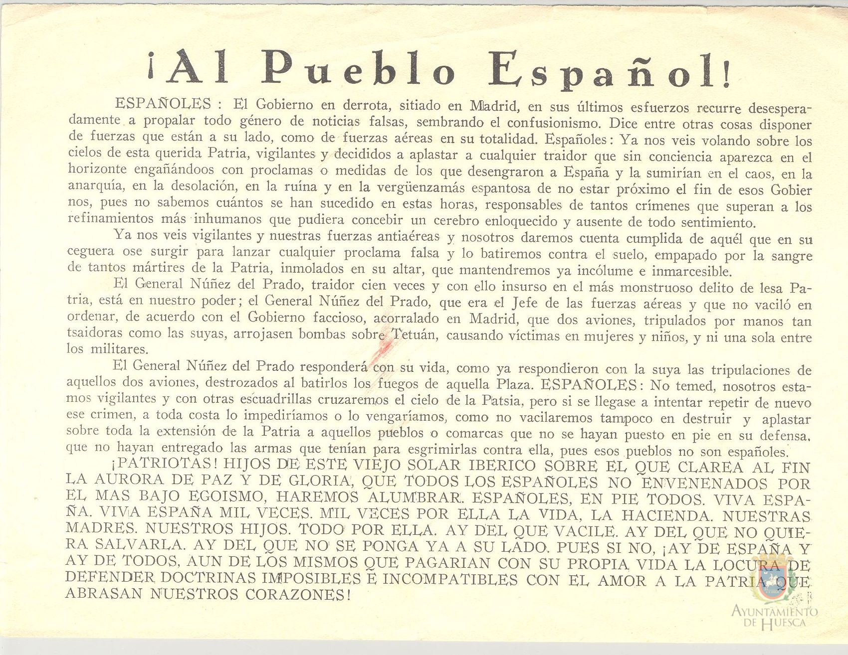 "¡Al pueblo español!"