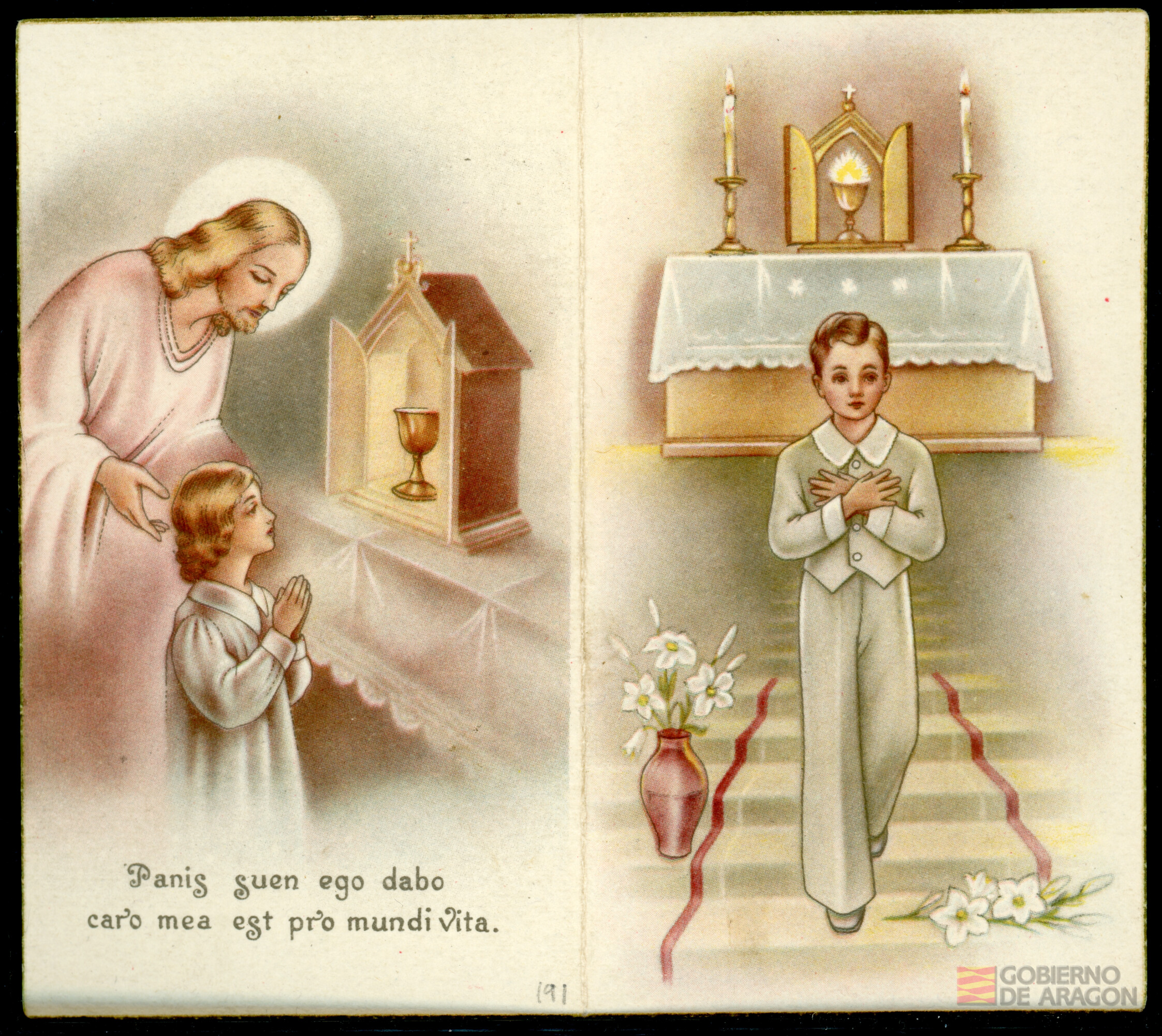 Postal Sacramental de la primera comunión de Alfredo Conte Cazcarro