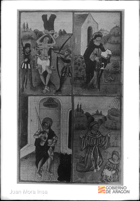 Lámina con cuatro escenas religiosas. Juan Mora Insa