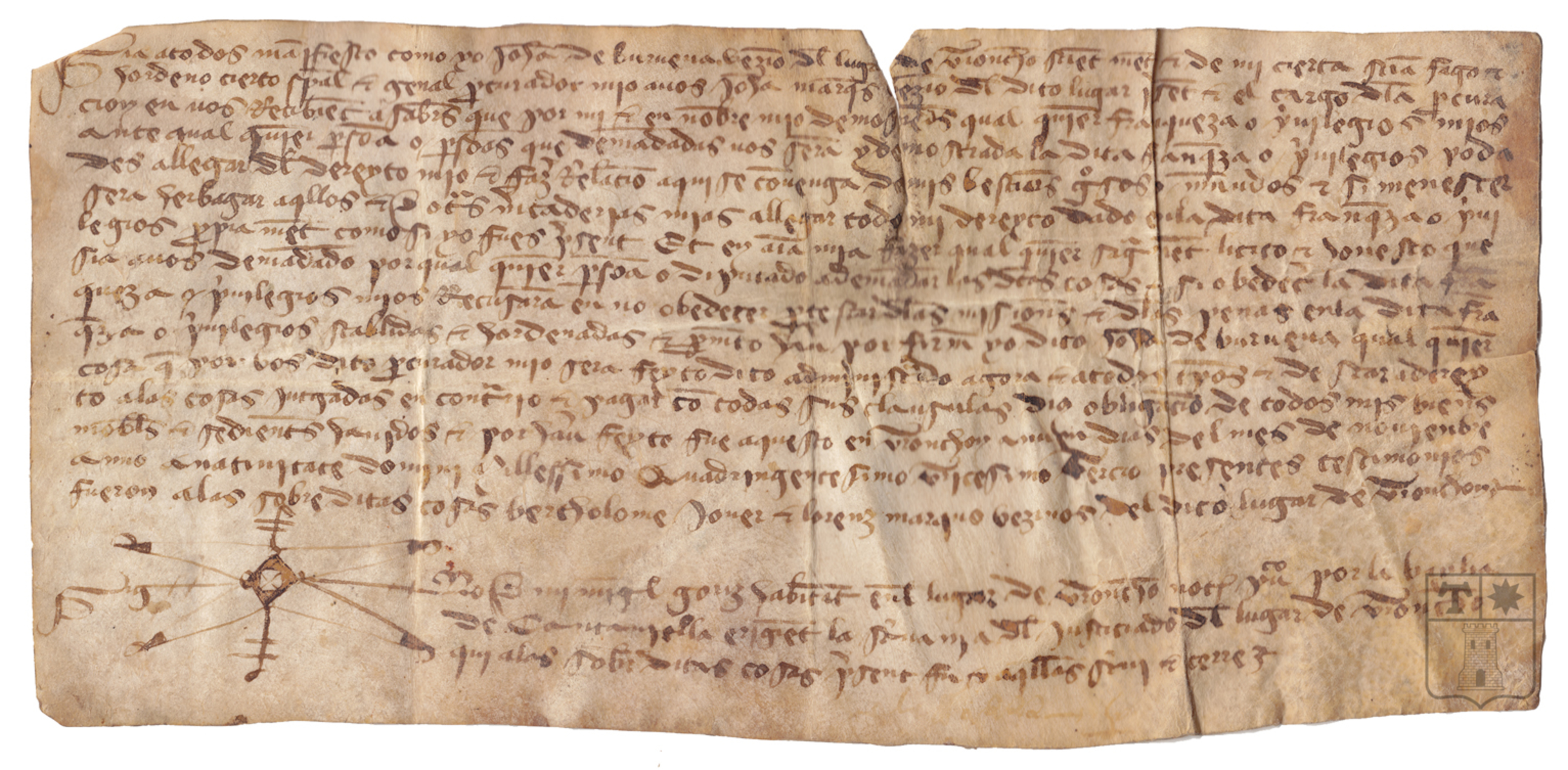 Carta de procura otorgada por Juan de Burueba a Juan Marqués, vecinos de Tronchón, para que reciba en su nombre cualquier franqueza o privilegio