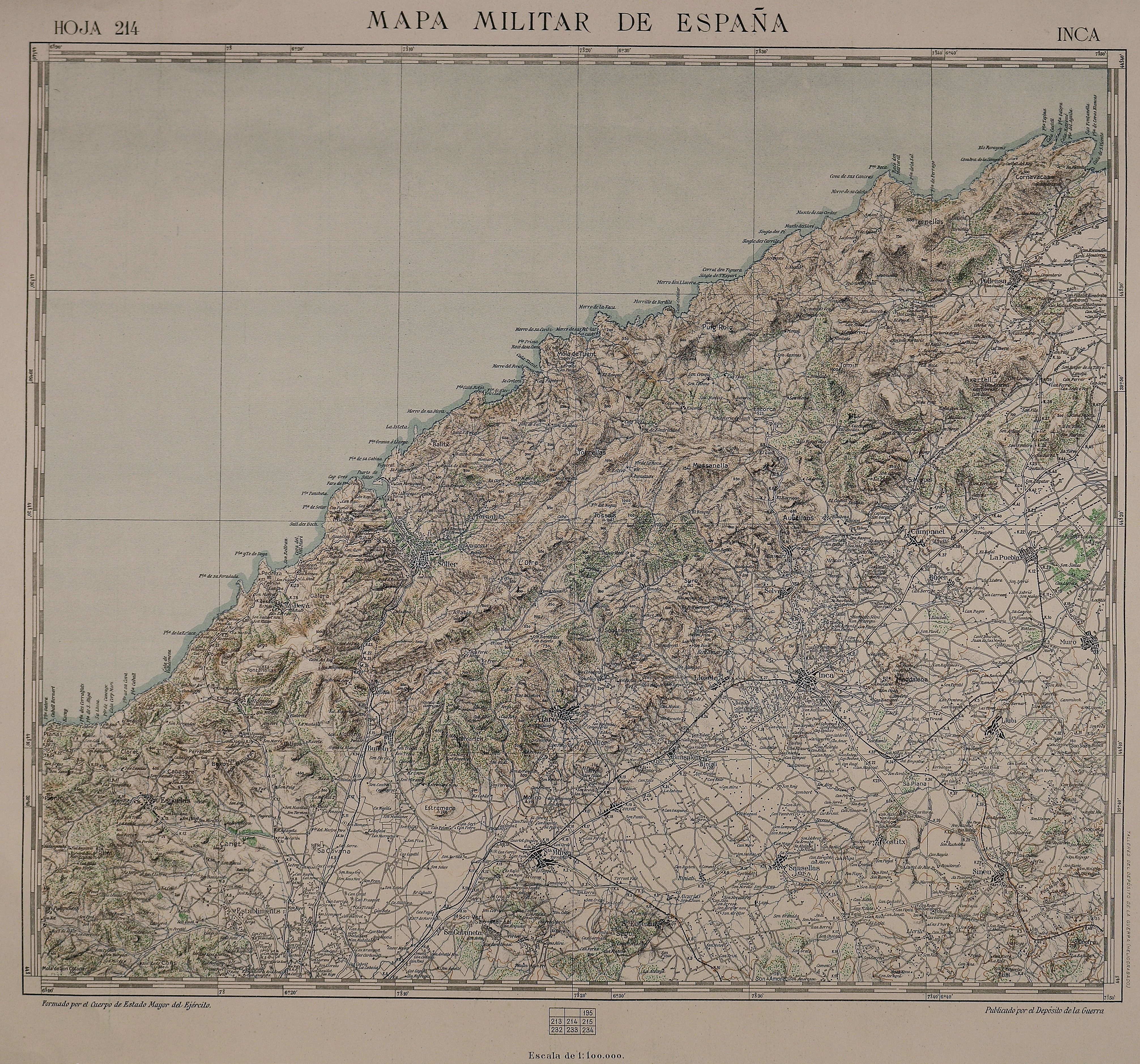 Mapa militar de España : Inca. Cuerpo del Estado Mayor del Ejercito