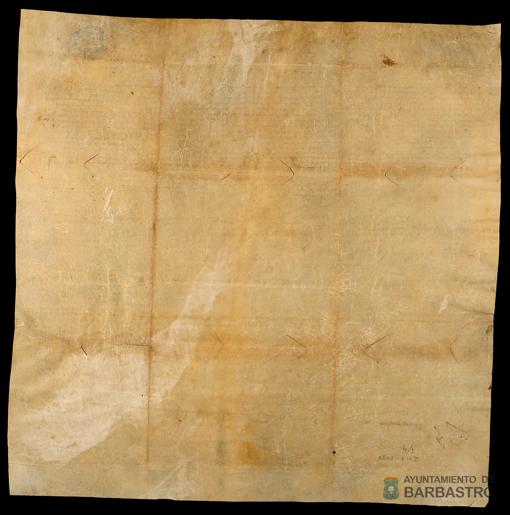 Censal vendido por el Concejo de Barbastro a Luis de Santangel, ciudadano de Barbº, de 400 sueldos jaqueses de pension anual, por 8000 sueldos de propiedad, pagaderos el dia de la fiesta de Santa Maria Magdalena. Notº. Pedro Garces de Barrio