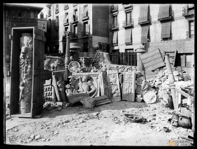 Patio de la Infanta desmontado tras el derribo del Palacio de Zaporta. Ignacio Coyne