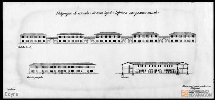 Proyecto viviendas de renta igual o inferior a 1.200 pesetas firmado por Antonio Uceda García, arquitecto.