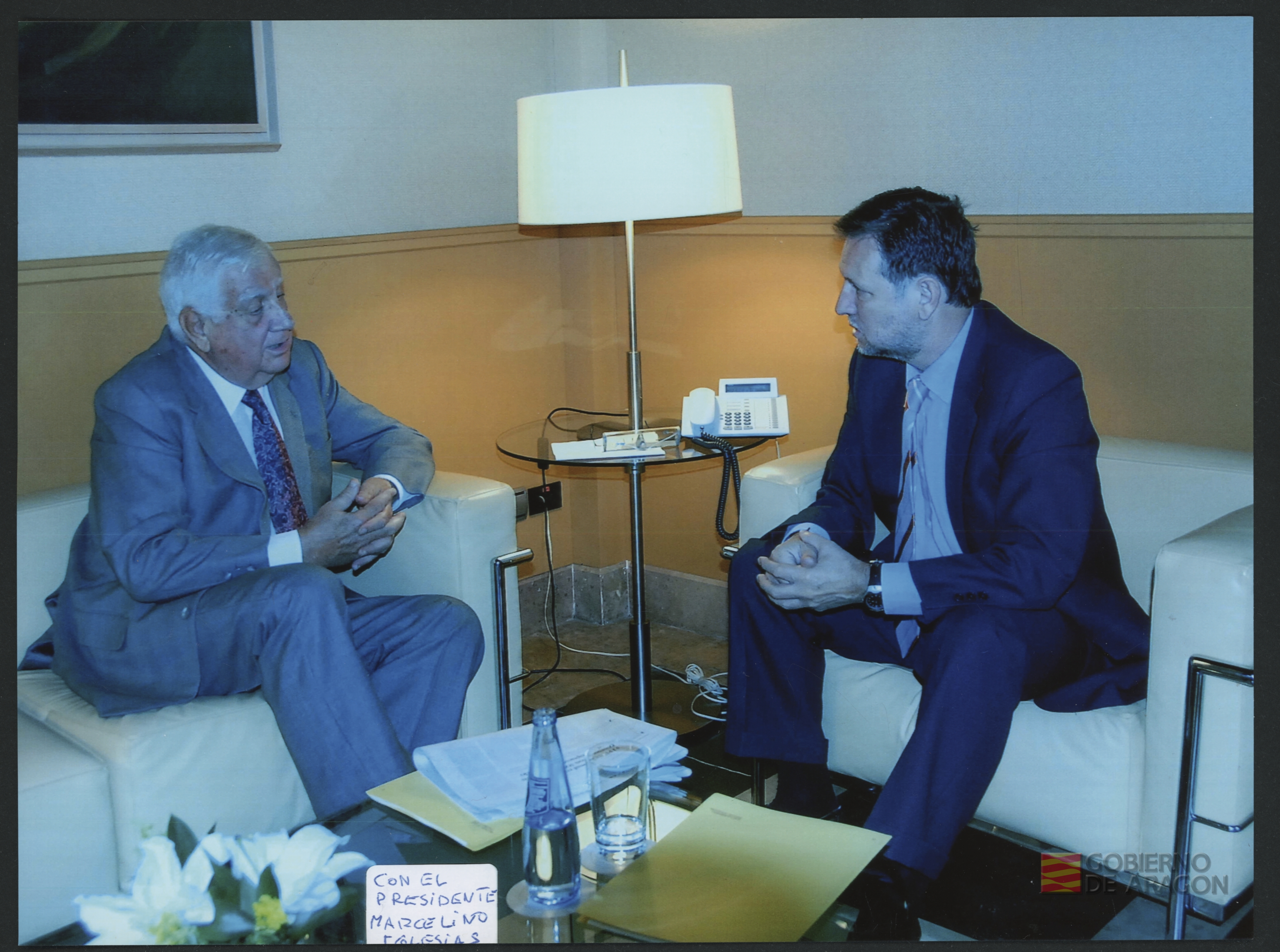 Juan Antonio Bolea Foradada con el presidente de Aragón Marcelino Iglesias