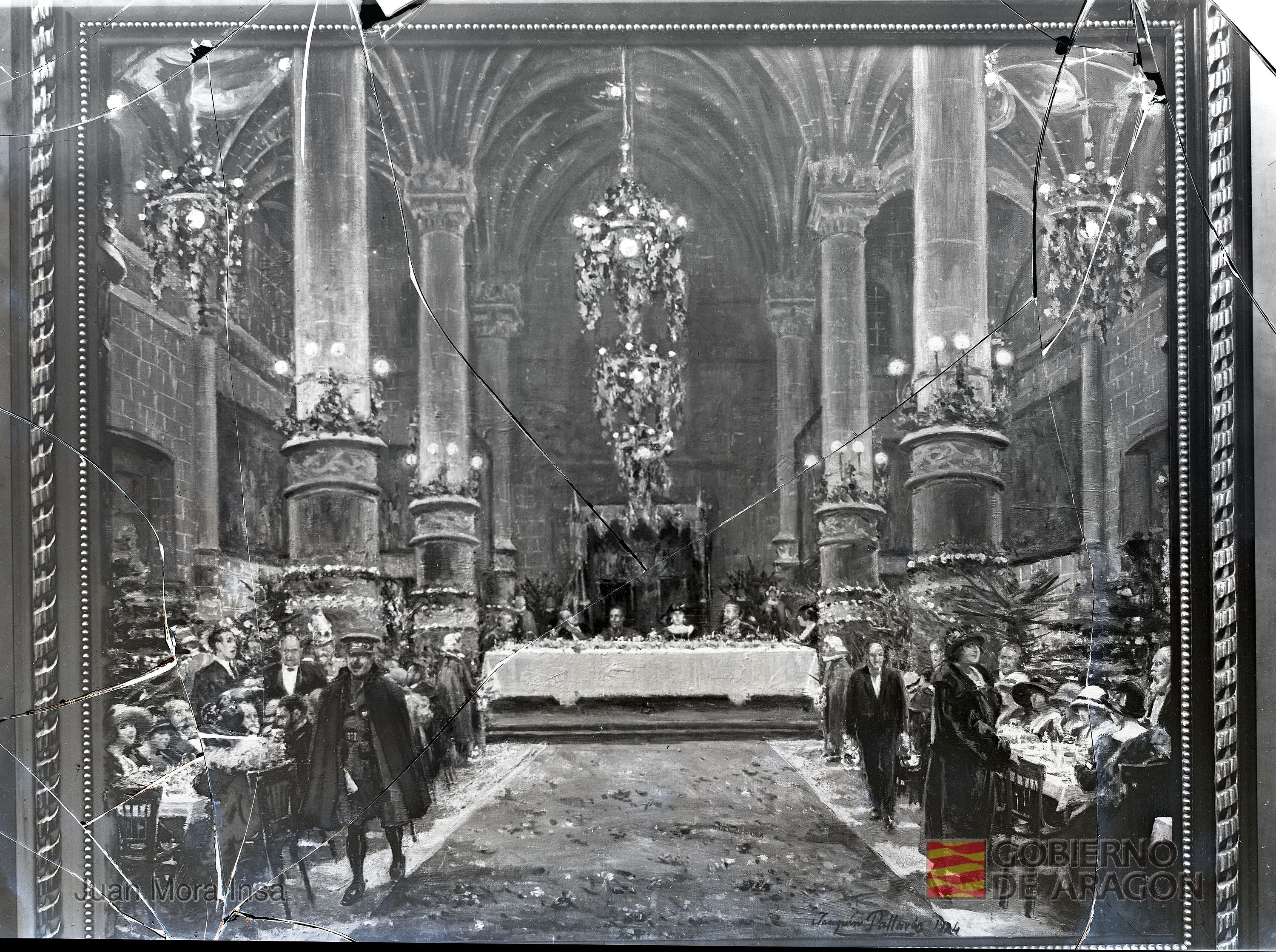 "Zaragoza. Interior Lonja fiesta reyes, pintura. Estilo: Contemporáneo. Autor: D. Joaquín Pallarés.". Juan Mora Insa
