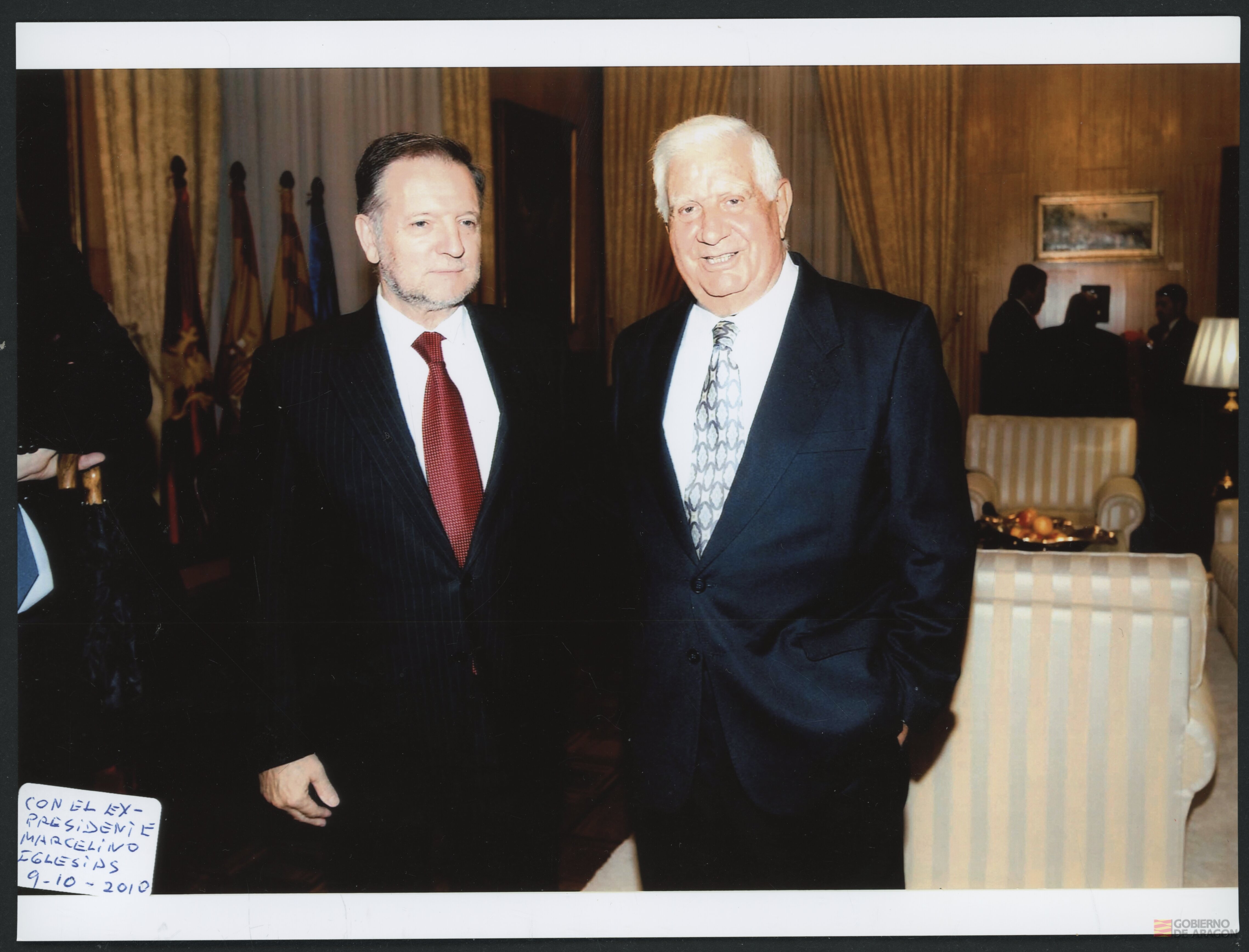Juan Antonio Bolea Foradada con Marcelino Iglesias, presidente del Gobierno de Aragón