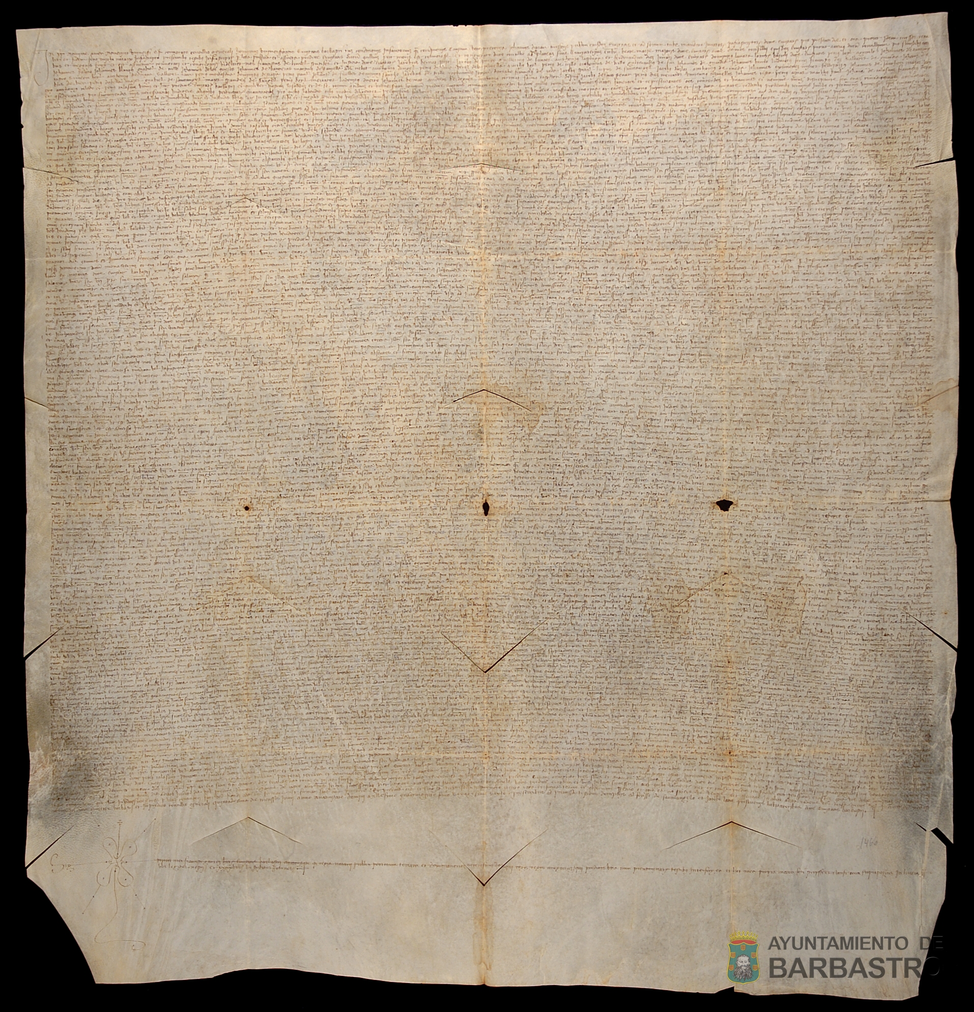 Censal vendido por el Concejo de Barbastro a Esperanza de Castro, viuda, habitante de Barbastro, de 183 sueldos jaq. y 4 dineros de pension anual por precio o suerte principal de 2200 sueldos