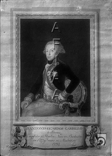 Fotografía de un retrato del General Ricardos. Ricardo del Arco y Garay
