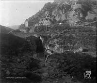 Río Gállego, puente del castillo y fuerte de Santa Elena. Ildefonso San Agustín. Biescas