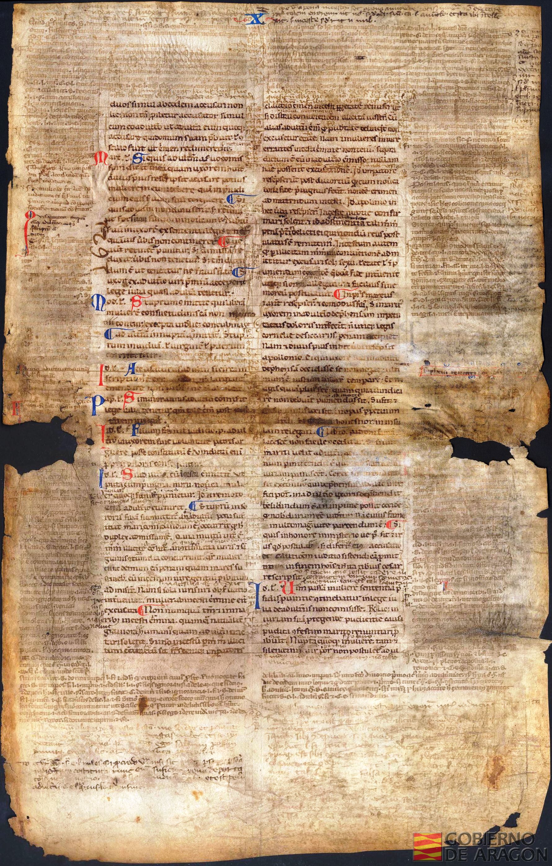 Fragmento del <i>Digesto</i> o <i>Pandecta</i> o colección de jurisprudencia promulgado de Justiniano I, emperador del Imperio Romano de Oriente en el año 533.