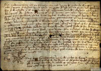 Gonzalo Calvo, procurador de Fernando II, rey de Castilla, tutor y administrador de los bienes del primogénito el príncipe Juan, otorga albarán por 66 sueldos y ocho dineros a los jurados de los lugares del priorado de Roda como pago de la cena de ausencia y primogenitura del príncipe