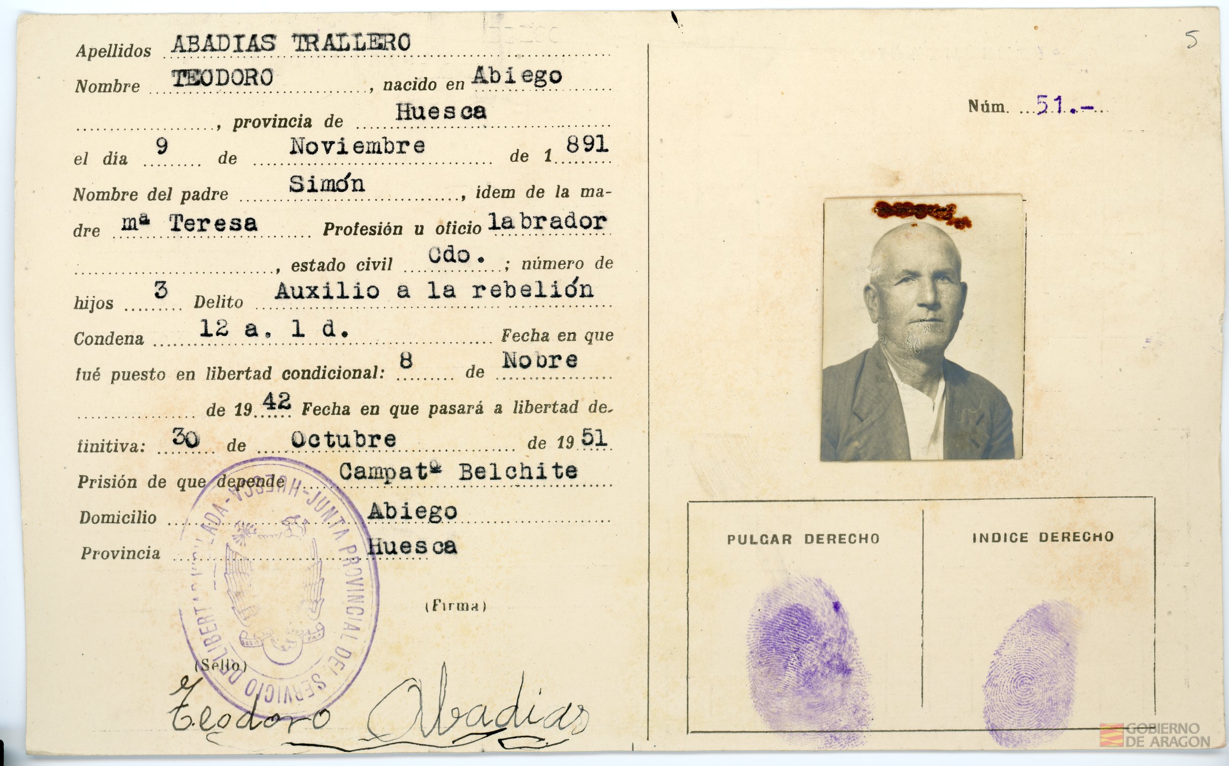 Abadías Trallero, Teodoro. Abiego