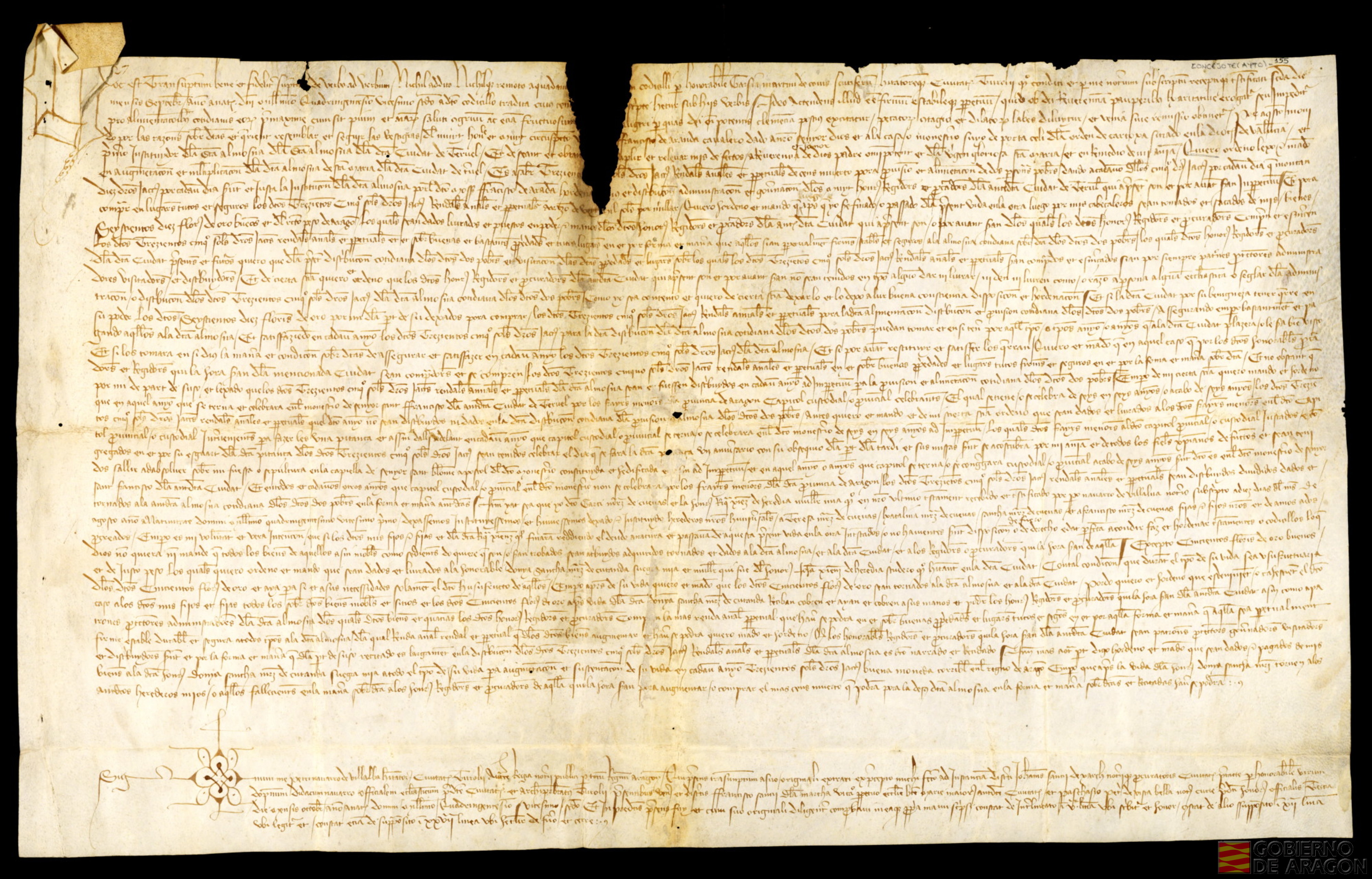 Testamento de Francisco de Aranda (también llamado Francés de Aranda) caballero y fundador de la Institución de la Santa Limosna de Sta. María de Teruel