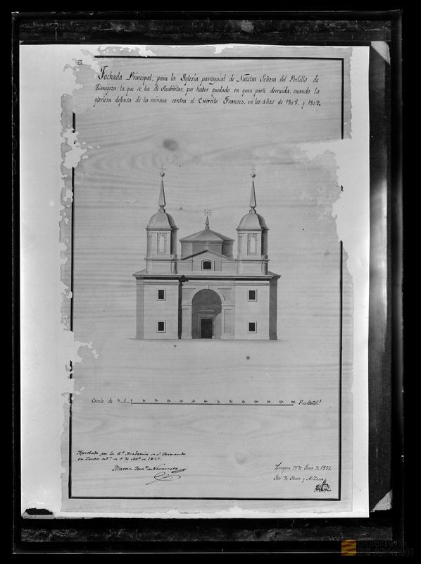 Fotografía del proyecto de reforma de la fachada de la iglesia de Nuestra Señora del Portillo. Anselmo María Coyne