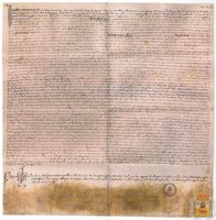 Escritura de venta otorgada por Miguel Pérez de Almazán, señor de la villa de Maella; a favor de Ramón Torrellas, infanzón, domiciliado en Zaragoza; de parte de un censal cargado por el concejo de Borja a favor del cabildo de la catedral de Tarazona el 27 de noviembre de 1509; y que éste vendió a Miguel Pérez de Almazán el 10 de marzo de 1510