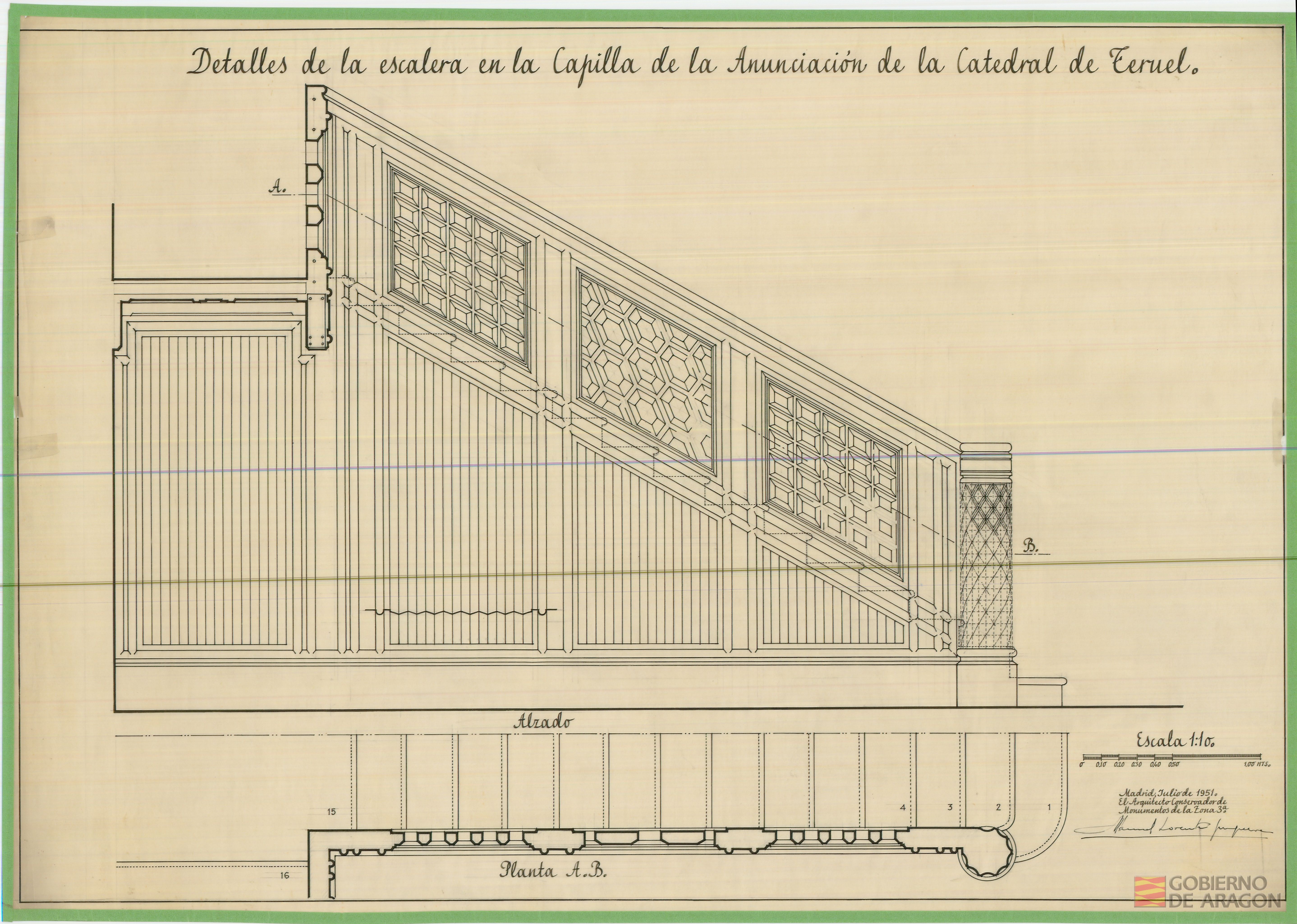 Detalles de la escalera en la Capilla de la Anunciación de la Catedral de Teruel. Teruel