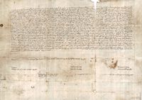 Juan I de Aragón concede al noble Don Pedro Ladrón de Villanova,por los servicios que prestó a su padre el Rey,la villa de Manzanera y sus términos,y el vizcondado de Villanova