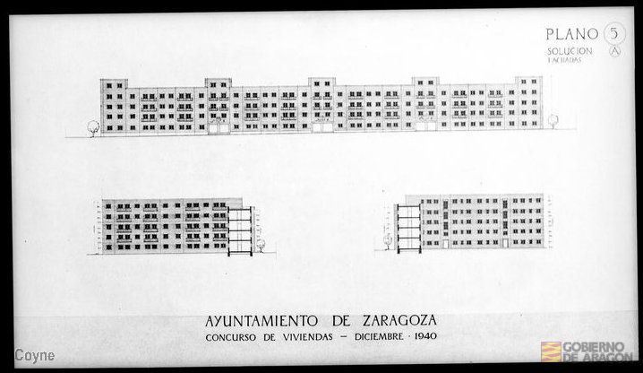 Plano para un concurso de viviendas firmado por Muguruza