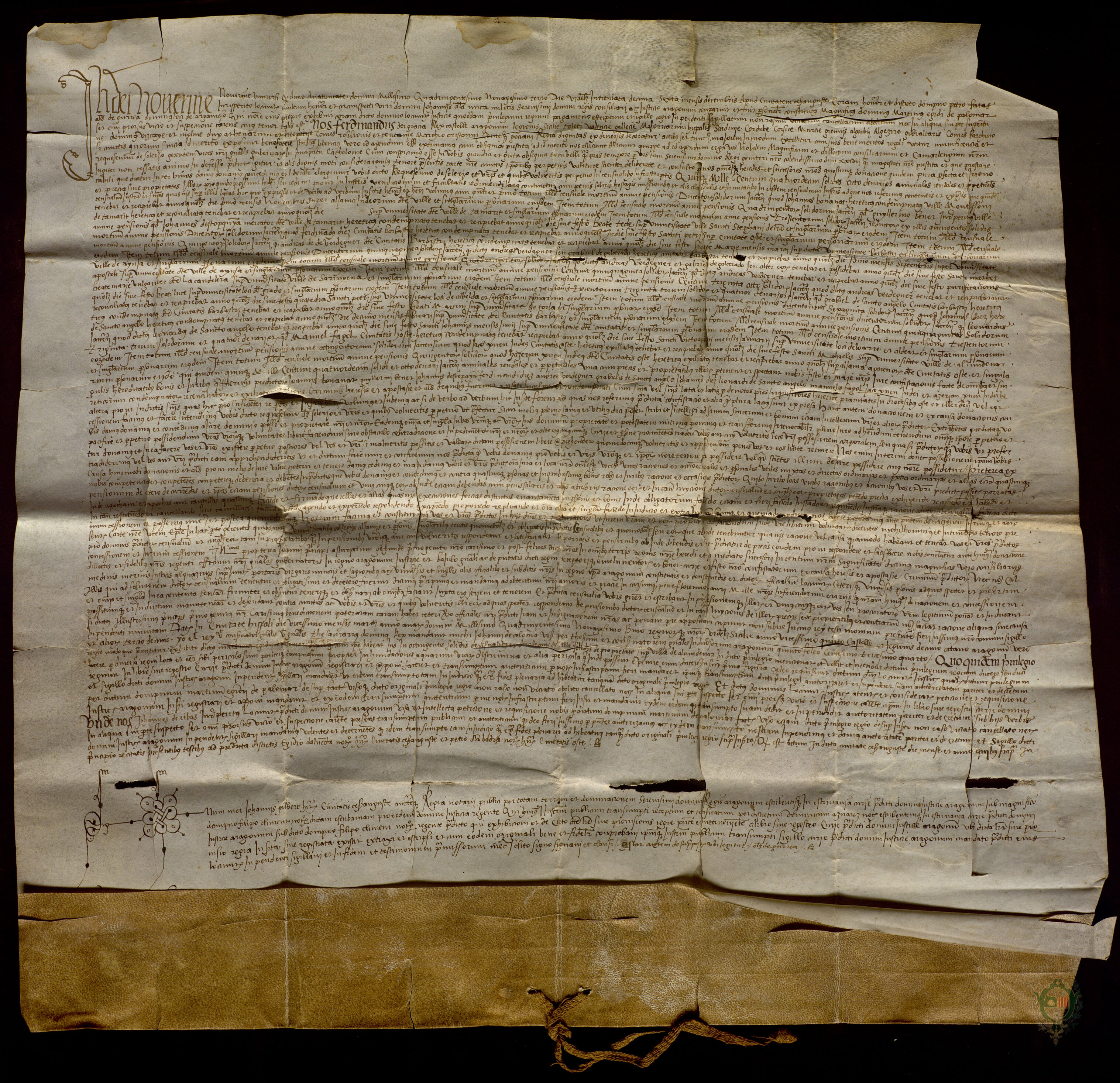 Fernando II concede a Requesens de Soler, gobernador general de Cataluña, diversos censales expropiados a judíos y herejes aragoneses por un valor total de 5.115 sueldos y 2 dineros jaqueses anuales, los cuales eran pagados por concejos de ciudades y villas como Barbastro, Tamarite de Litera, San Esteban de Litera, Aínsa, Torla, El Grado o Loarre
