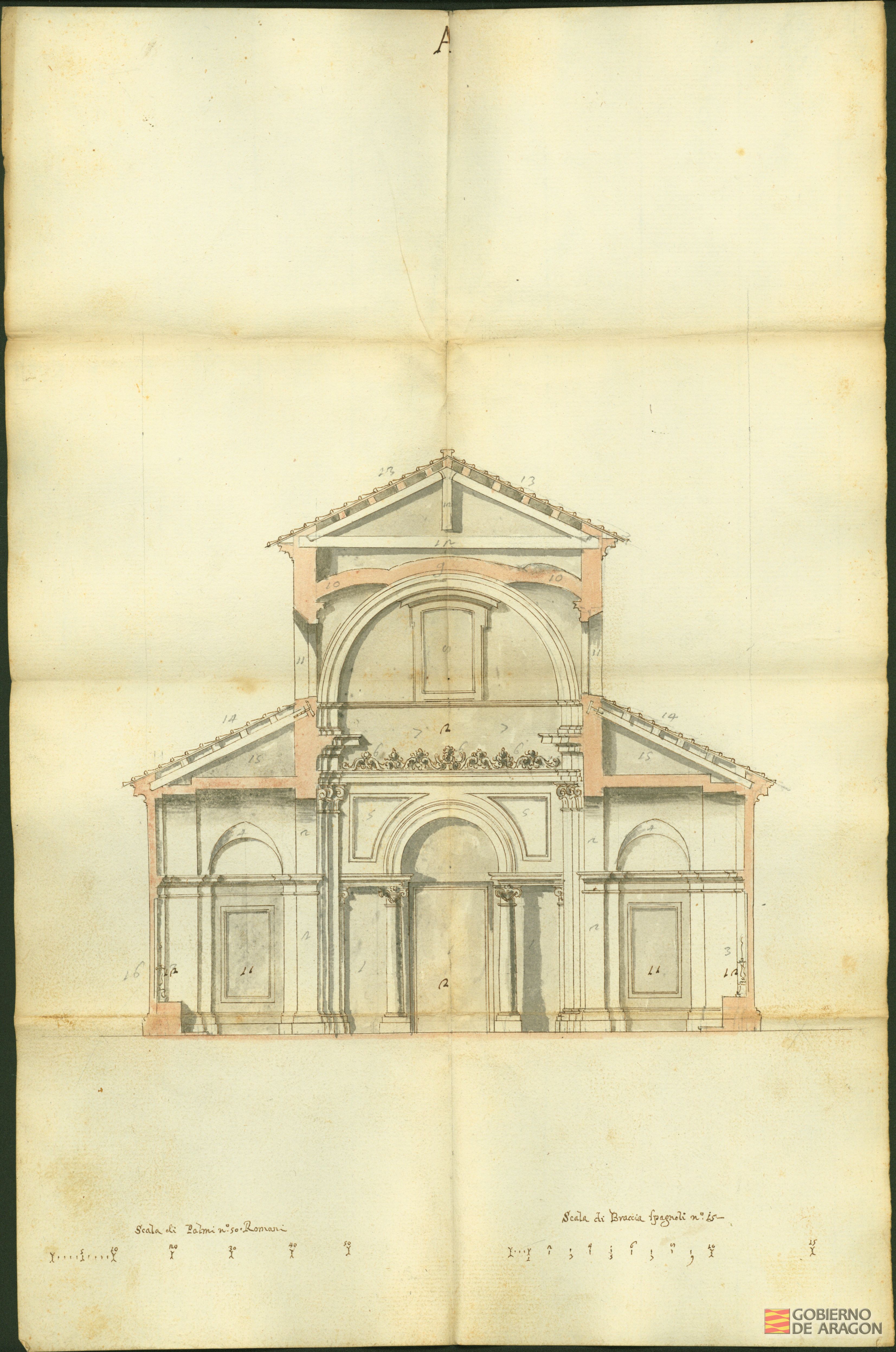 Planos para el proyecto de la iglesia de San Felipe y Santiago de Zaragoza.