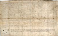 Carta de arrendación del azud y acequia llamada de Madriz,otorgada por parte de los Herederos y Hermandad de dicha acequia,a favor de Nicolás de Borja,vecino de Pedrola,durante cuatro años y por 700 sueldos jaqueses,según las condiciones establecidas en la misma