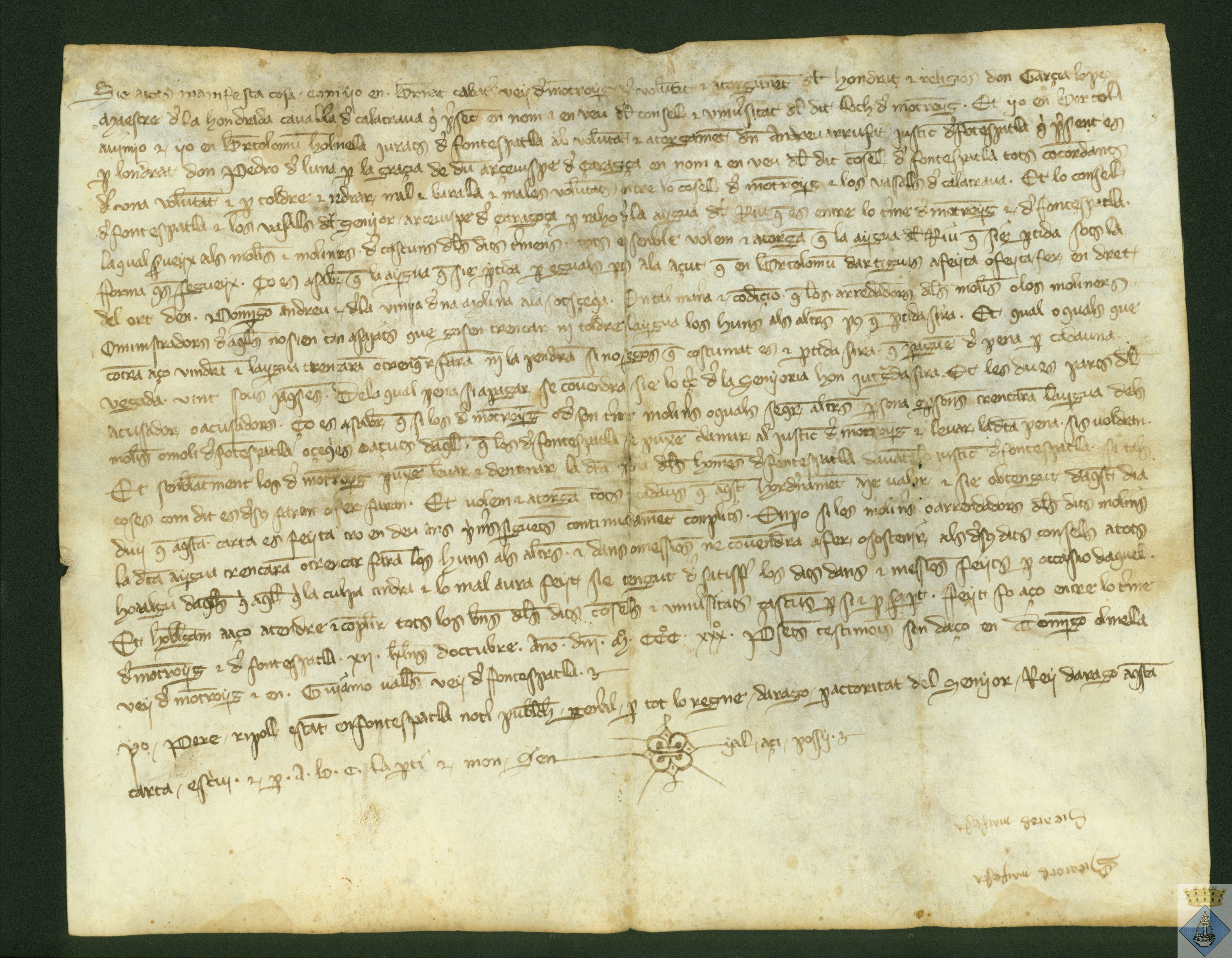 Acuerdo entre los Concejos de Monroyo y Fuentespalda para el uso del agua del río y evitar conflictos