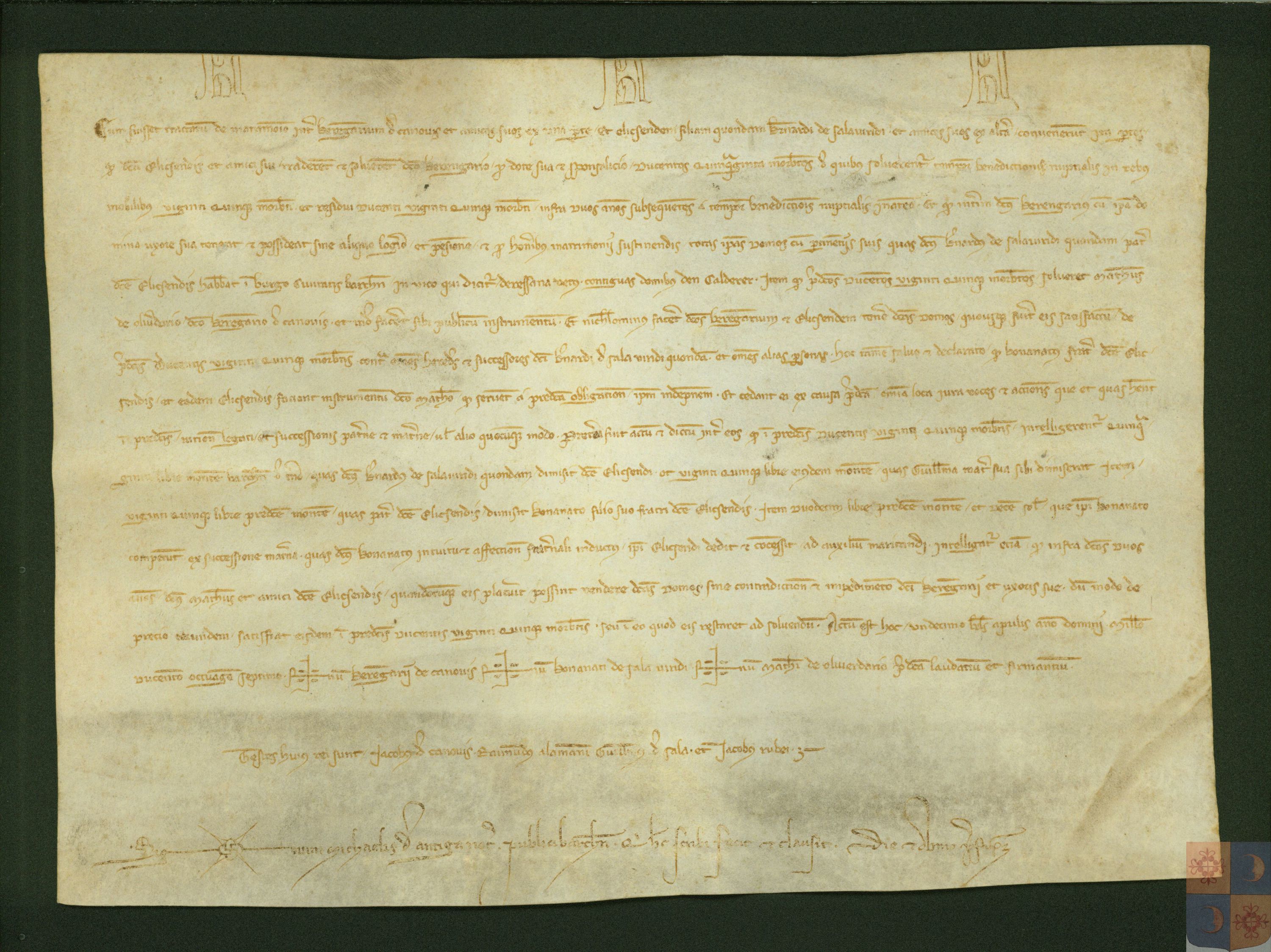 Capitulación matrimonial de Berenguer de Canoux y Elisenda, hija de Bernardo de Salavert