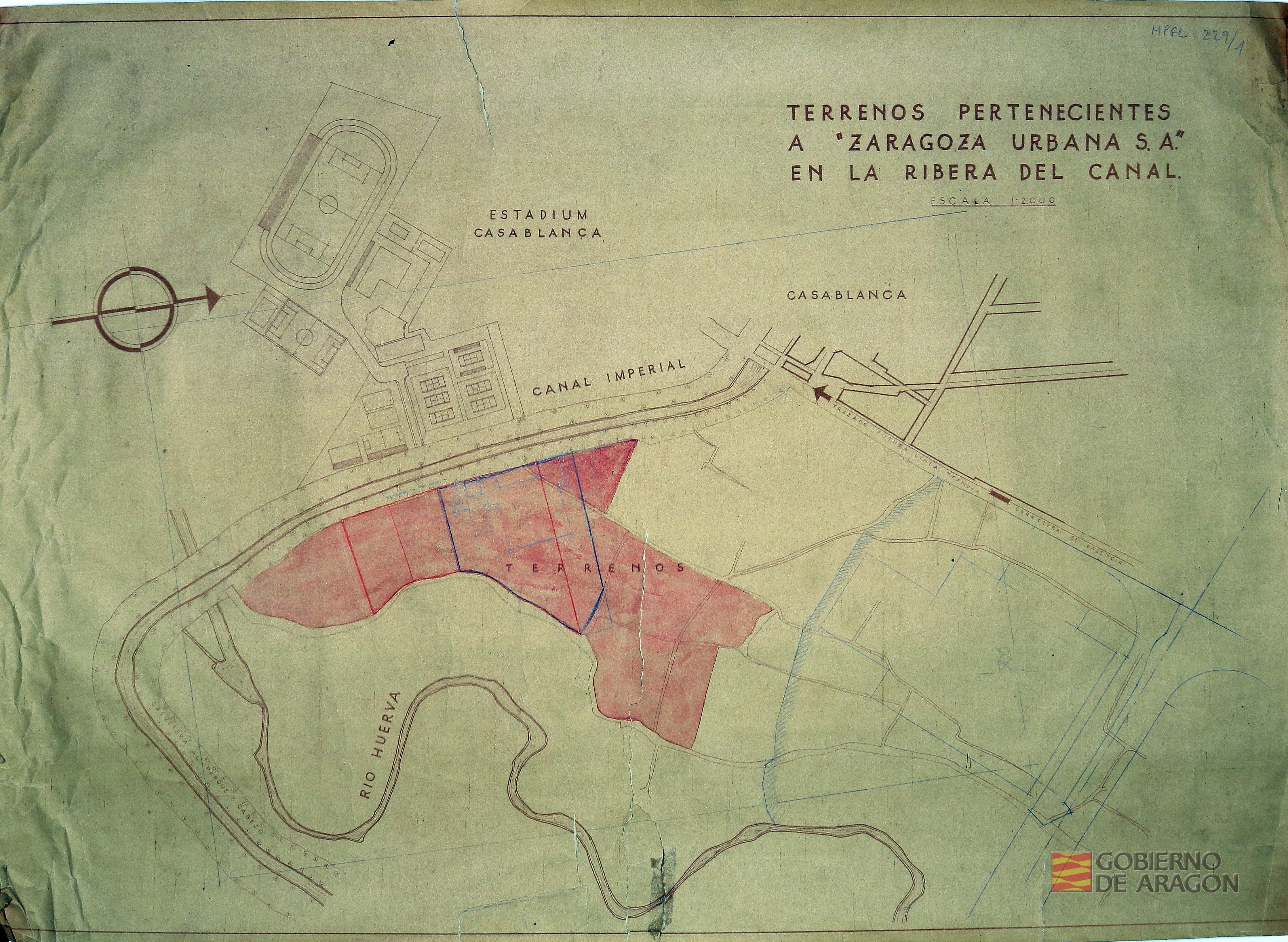 Proyecto de Escuela de Formación Profesional en la ribera del canal. Terrenos pertenecientes a ¿Zaragoza Urbana, S.A.¿ en la ribera del canal