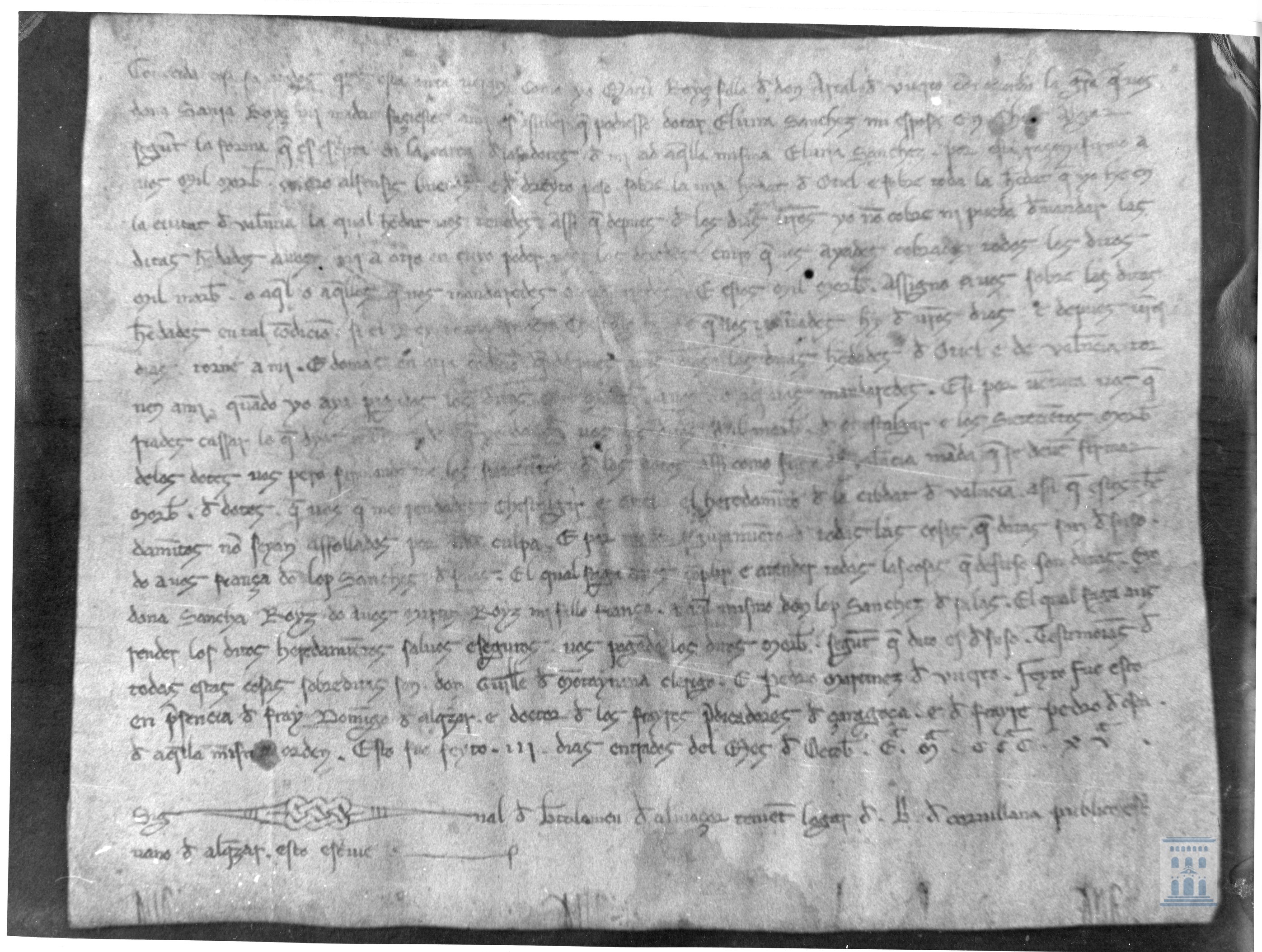 Martín Ruiz, hijo de Artal de Huerto, da a su madre doña Sancha Ruiz mil maravedís alfonsís de oro sobre sus heredades de Utiel y Valencia.