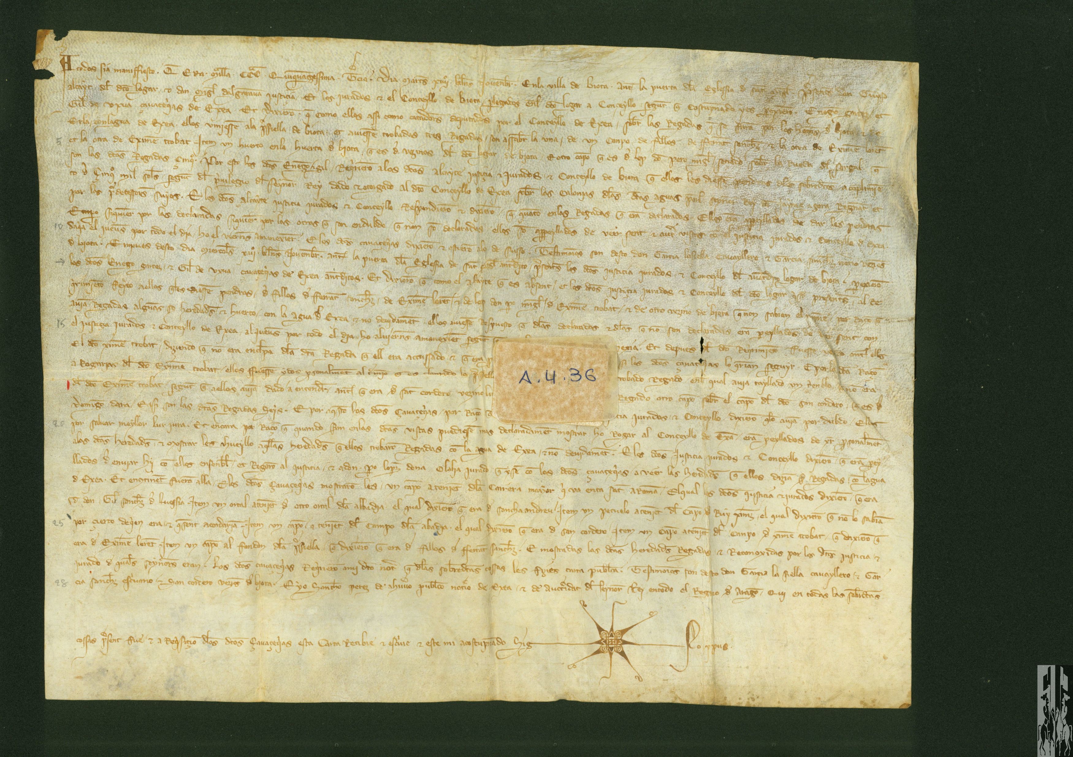 Los representantes de Ejea comparecen ante el concejo de Biota e informan que los zabacequias habían detectado cinco regadas irregulares de los de Biota, por lo que se les reclama una penalización de 5.000 sueldos jaqueses. Posteriormente se accede a las heredades regadas irregularmente para inspeccionarlas.