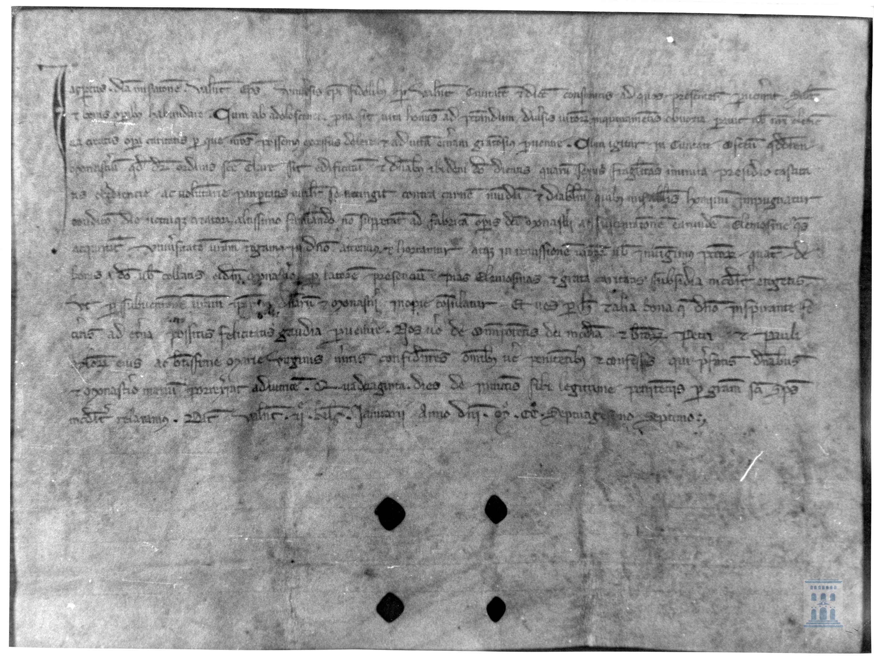 Jazperto, obispo de Valencia, concede indulgencias a los que ayuden con sus limosnas a la edificación del monasterio de Santa Clara de Huesca