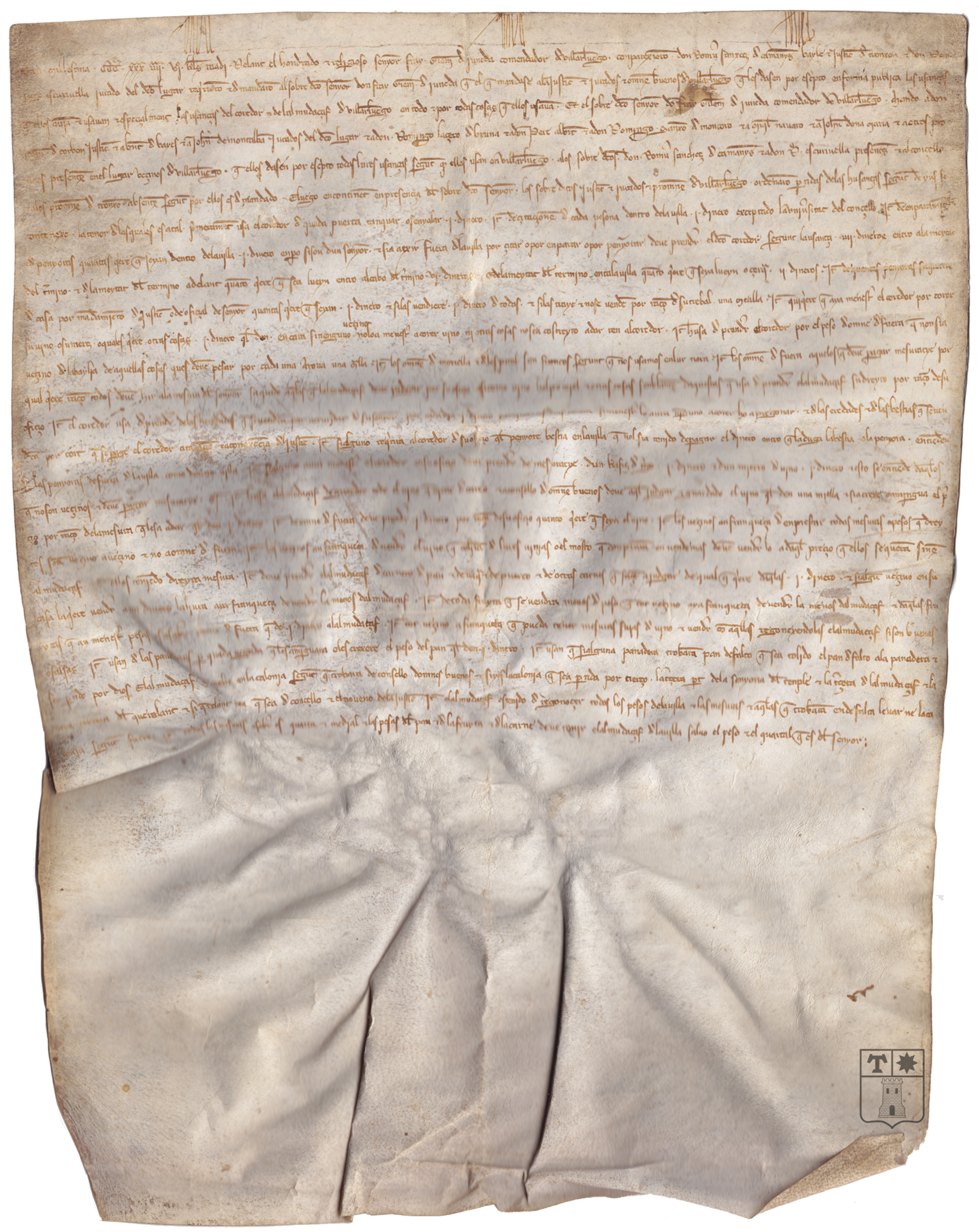 Requerimiento de fray Guillén de Juneda, comendador de Villarluengo, por parte de Ramón Sánchez, justicia de Tronchón