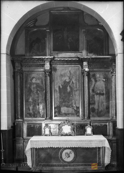 "Zaragoza (Sta. Catalina). Retablo San Ildefonso, San Miguel y Pablo ermitaño. Estilo: Gótico. ". Juan Mora Insa