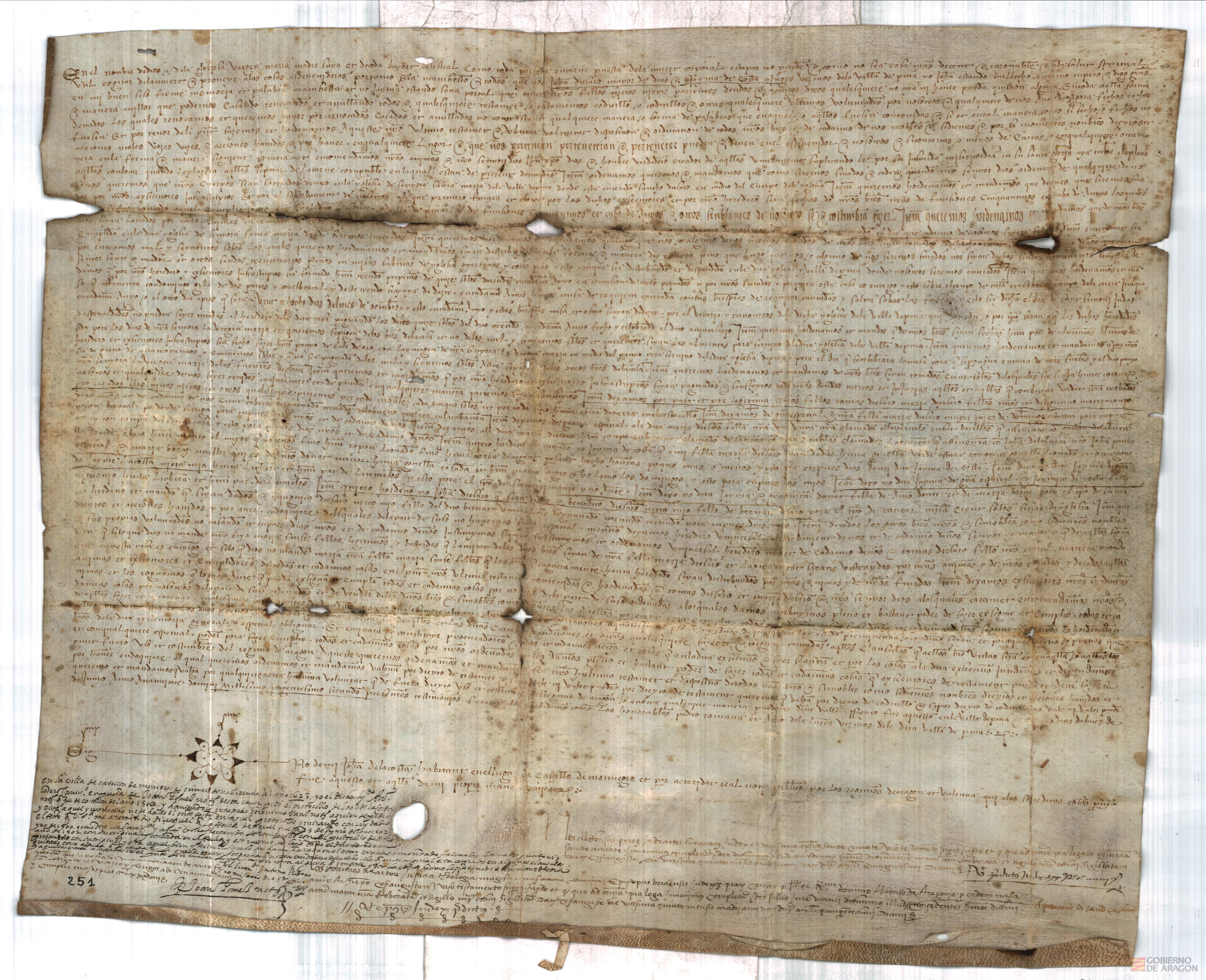 Testamento de Juana Diesaro y Jaime de Costeán, cónyuges, vecinos de Pina, ante Juan de Lacosta, notario real, vecino de Castejón de Monegros