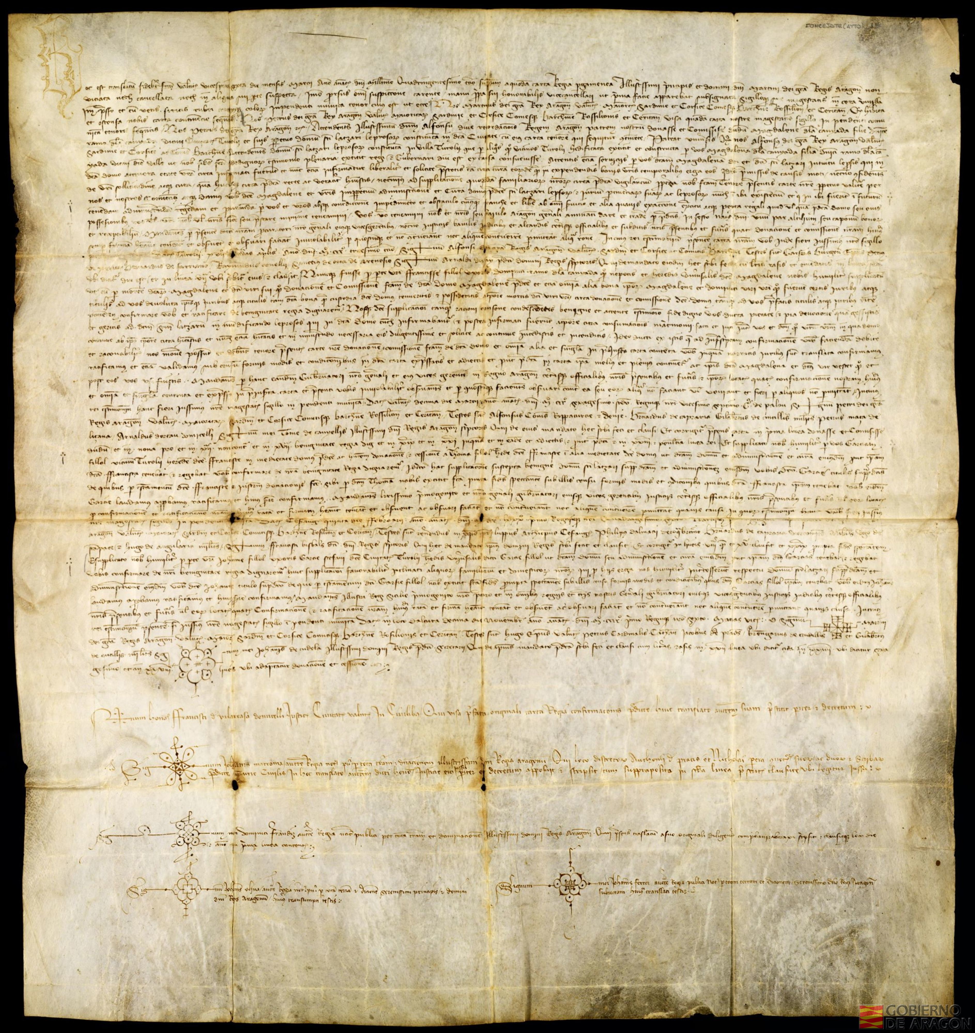 Privilegio del rey Martín por el que concede a Juana Fillal la administración del Hospital de San Lázaro de Teruel