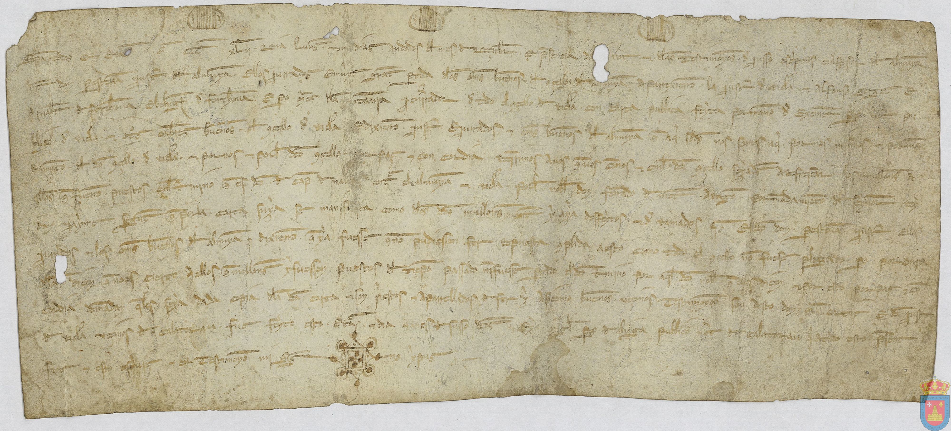 Regesta de los justicias y jurados de Ricla a los justicia y jurados de La Almunia para colocar los mojones entre ambos pueblos en la partida de Candenavas