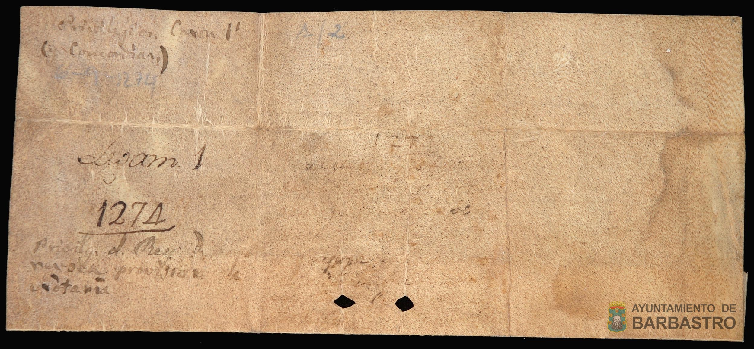 Jaime I el Conquistador revoca la concesión de la escribanía del Concejo de Barbastro a favor del escribano Bartolomé Tomás por ser contraria a los usos y costumbres de la ciudad.