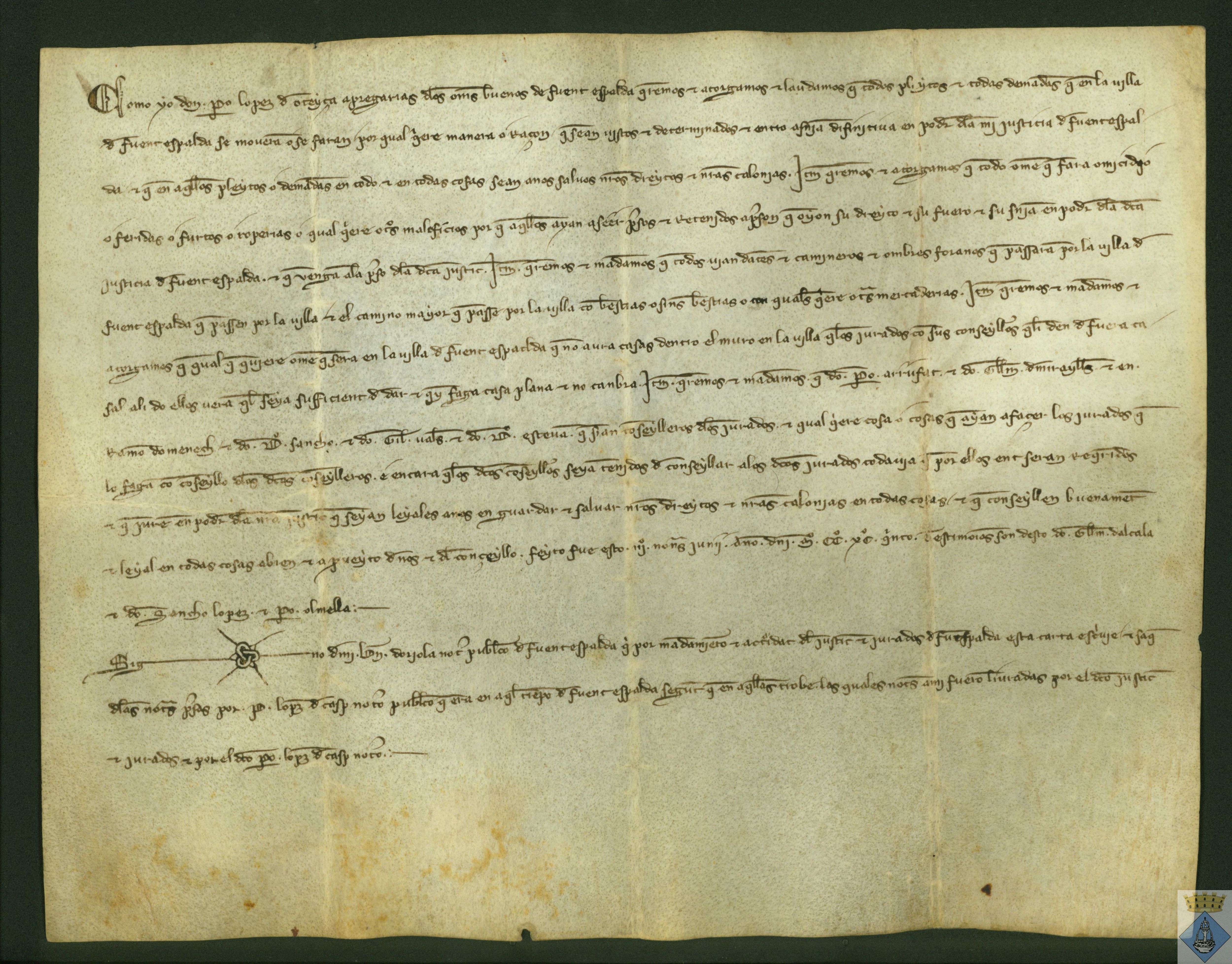 Pedro López de Oteiza concede la jurisdicción judicial de Fuentespalda al justicia de la villa.