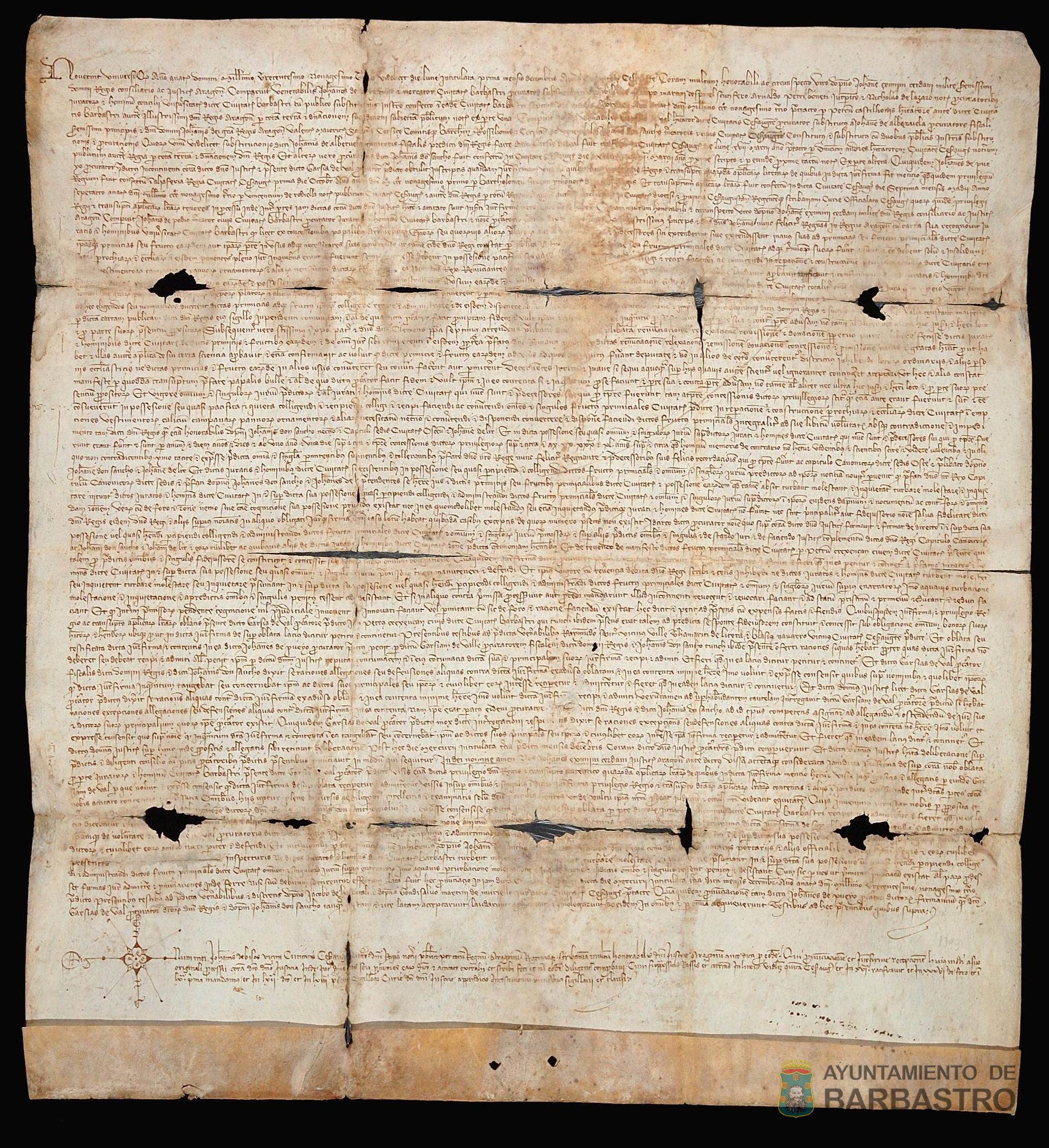 Firma dada a la ciudad de Barbastro sobre el uso de la primicia