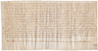 Acta de protesta de Francisco Falcón, a fray Gerau Catallada, comendador de Cantavieja, por razón del subsidio que los Tronchón se niegan a pagar