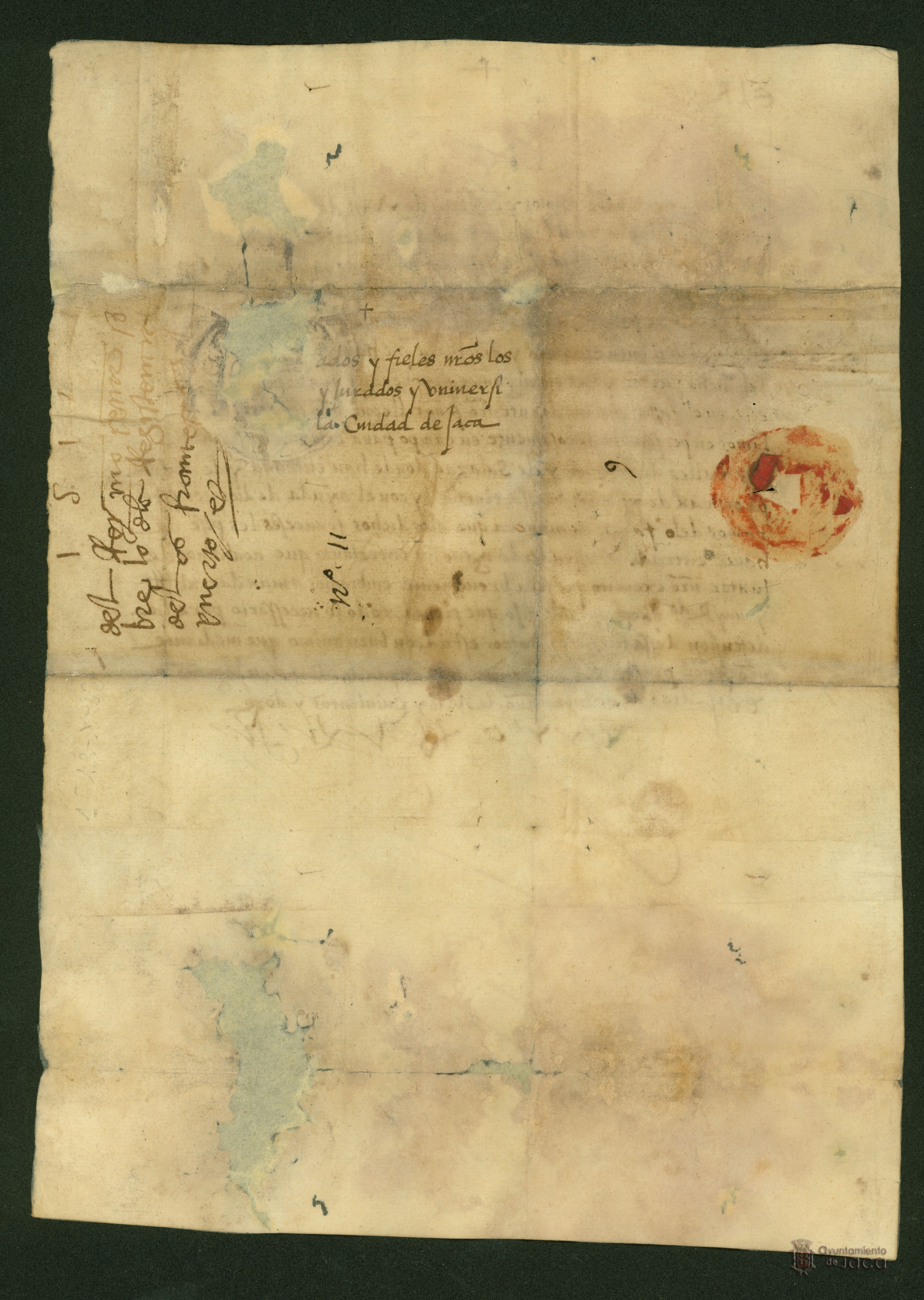 El rey Fernando II comunica que va a disponer lo necesario para que la ciudad de Jaca se pueda defender del ataque de los franceses por el puerto de Santa Cristina.