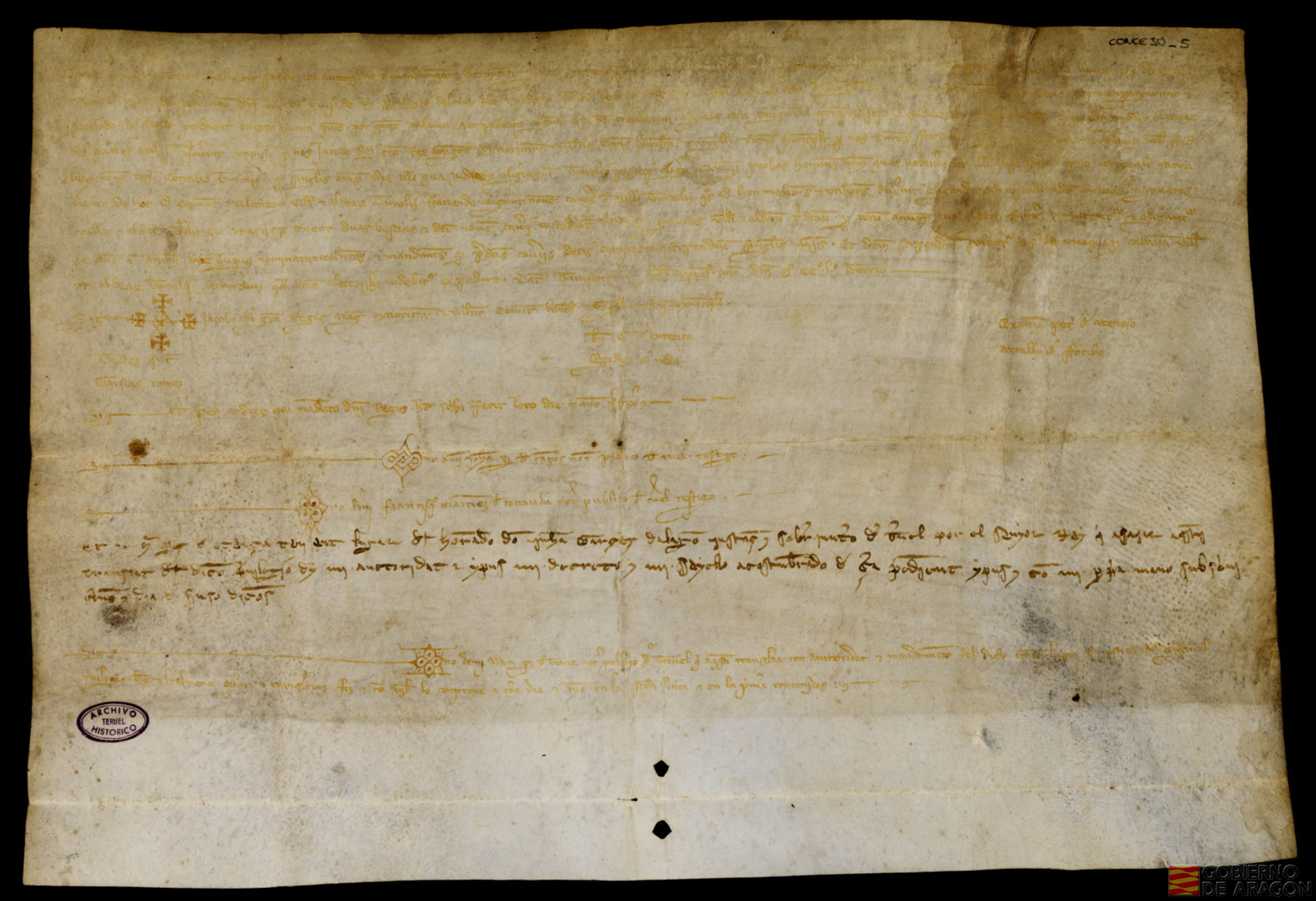 Real privilegio del Rey Jaime I concediendo que el mismo día en que se elija juez de Teruel puedan elegir también a cinco hombres buenos que de común acuerdo con las aldeas procuren por el ganado de la ciudad y aldeas de Teruel