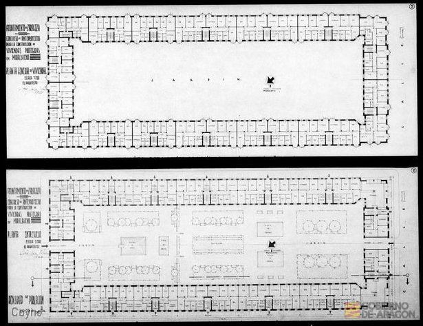 Planos de la planta general de viviendas para el concurso de anteproyectos para la construcción ded viviendas protegidas firmado por Luis Díaz Tolosana