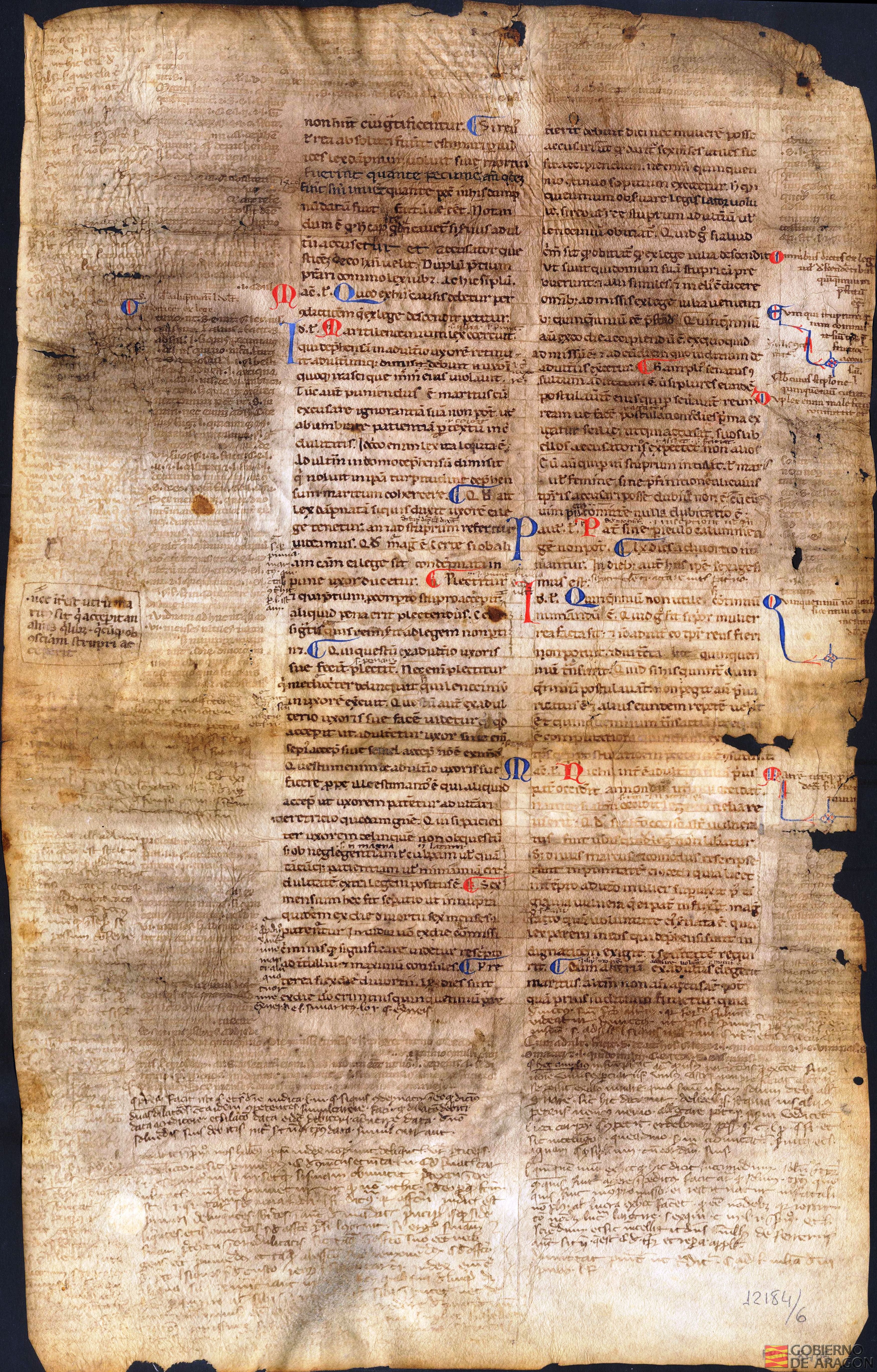 Fragmento del <i>Digesto</i> o <i>Pandecta</i> o colección de jurisprudencia promulgado de Justiniano I, emperador del Imperio Romano de Oriente en el año 533