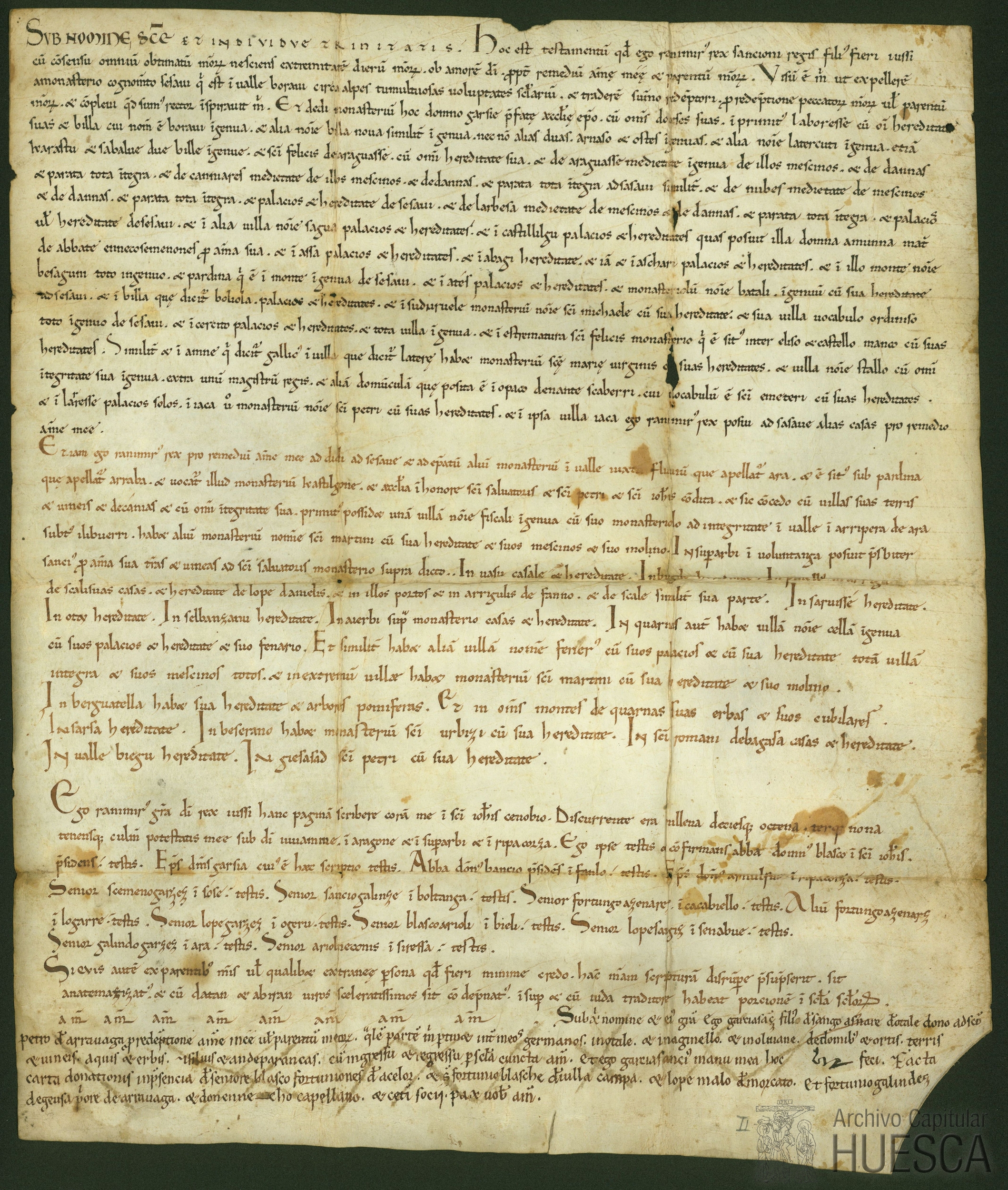 Ramiro I dona tres monasterios reformados al obispo de Jaca