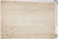 Domingo de la Abadía, representante del concejo de Almudévar, presenta ante Juan de los Campaneros, Justicia de Huesca, sendos privilegios concedidos a la villa de Almudévar por Alfonso II y Jaime II, a la vista de los cuales se mandan pregonar por la ciudad las franquicia contenidas en los mismos