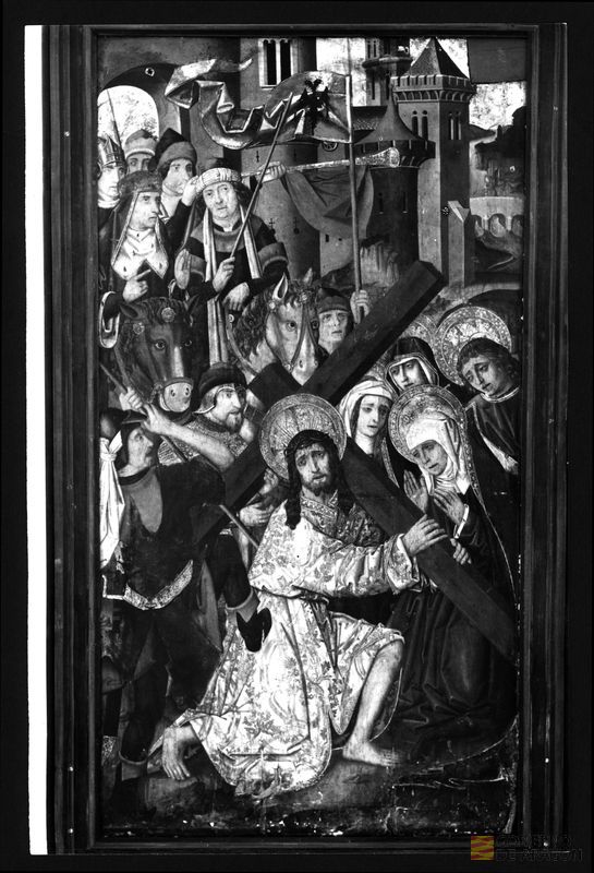 Pintura gótica "Jesus camino del Calvario"