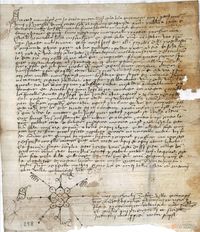Arnalt Porter, vecino de la villa de Benasque, vende a Juan Gresué, vecino de la misma villa, una pieza de tierra sita en sus términos, por el precio de 30 sueldos