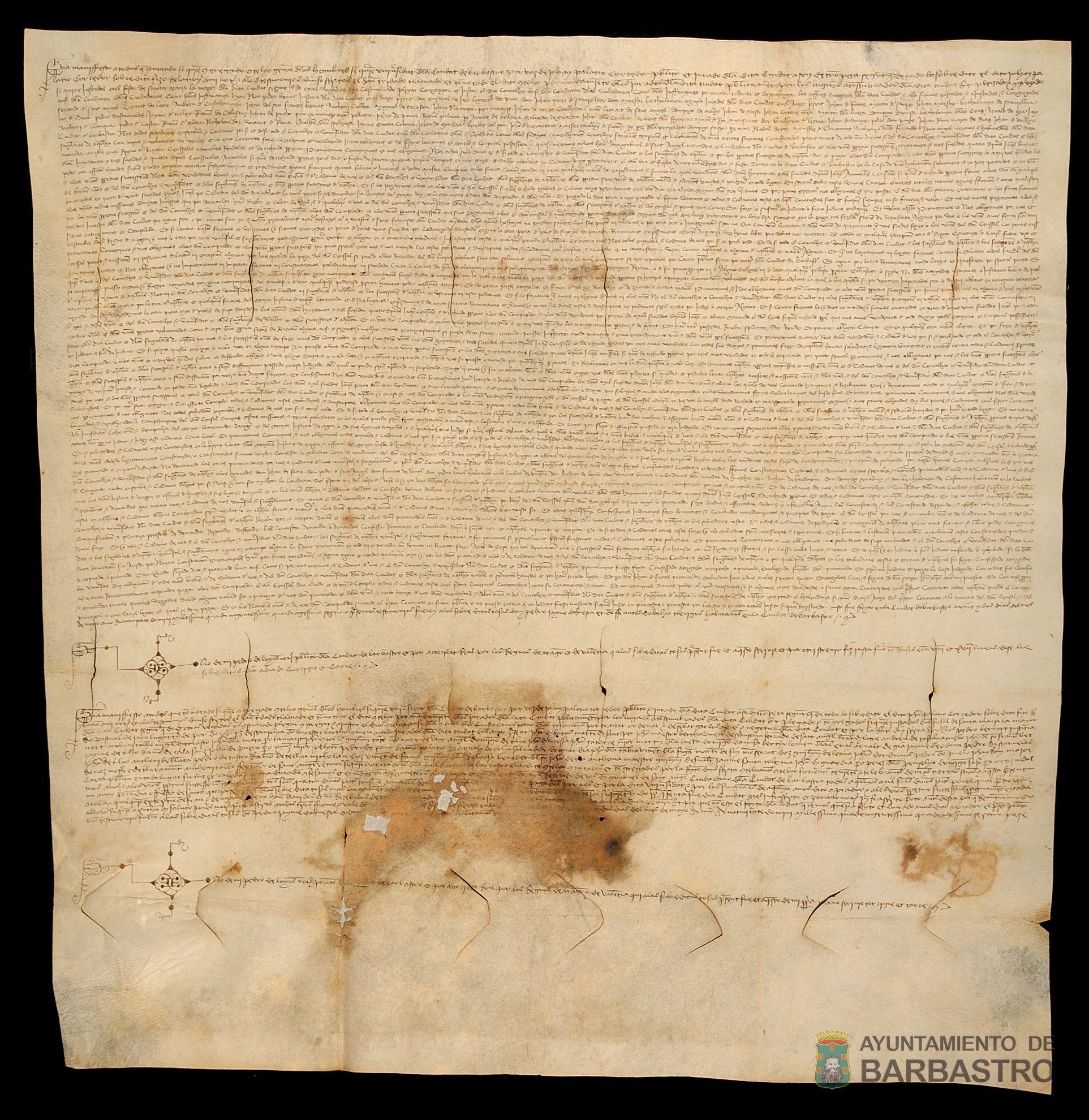 El Concejo de Barbastro vende a Gabriel Santangel, mercader ciudadano de Barbastro, un censo o treudo perpetuo de 83 sueldos y 4 dineros jaq. de pension anual, por 1000 sueldos de precio o suerte principal, pagaderos el dia de Santa Quiteria.